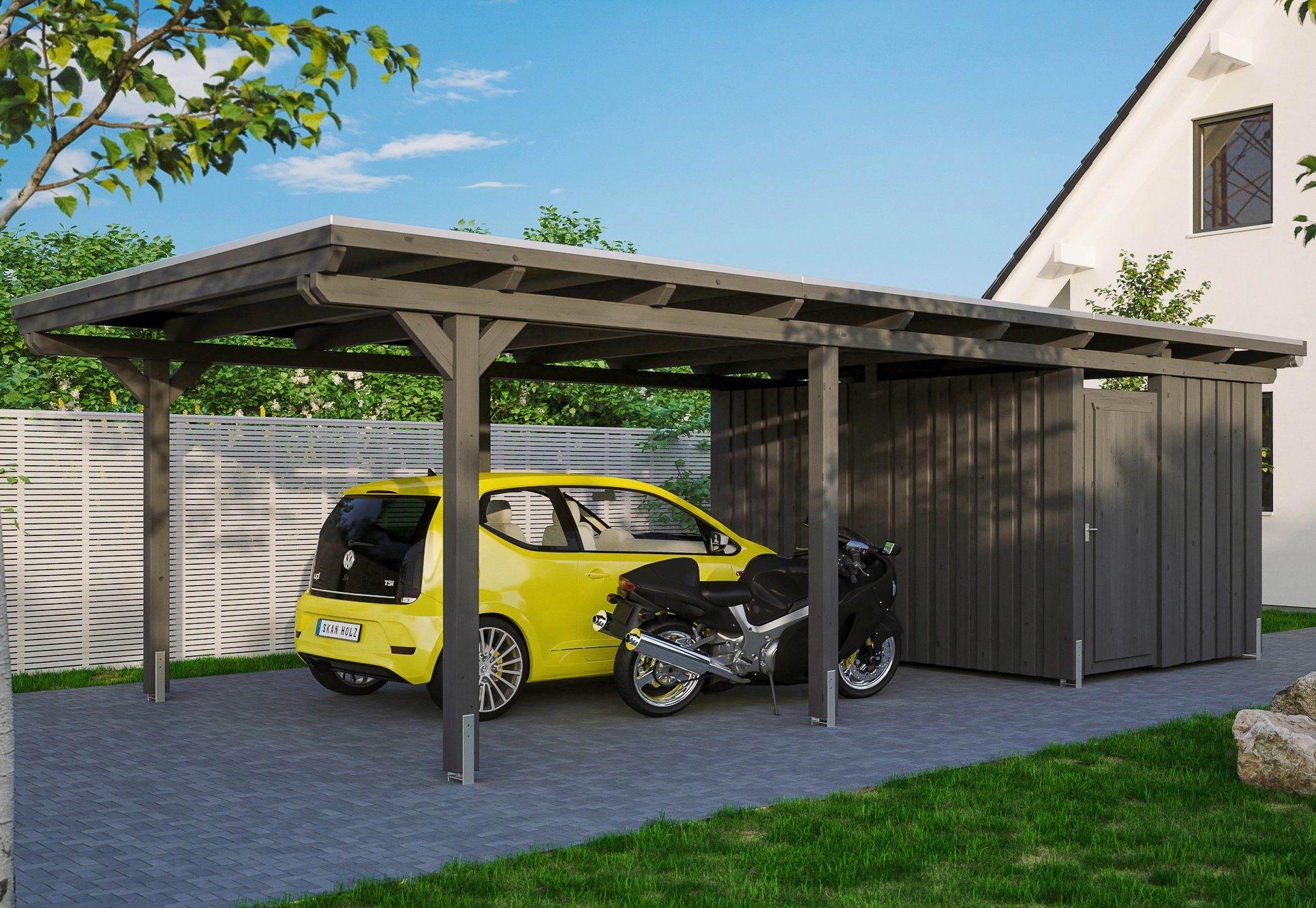 Skanholz Einzelcarport Emsland, BxT: Einfahrtshöhe 223 404x846 cm, cm