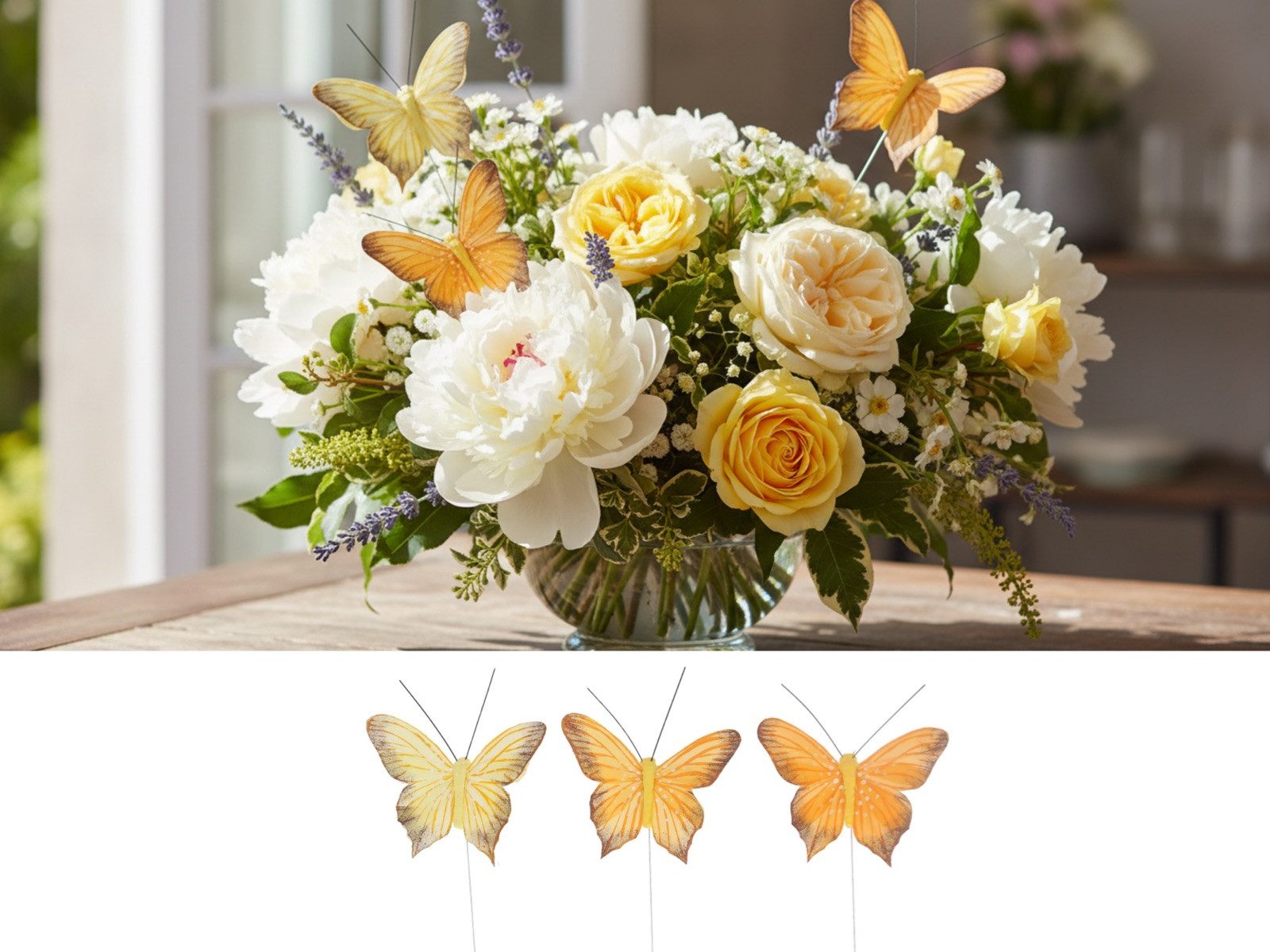 LK Trend & Style Papierschmetterlinge Federschmetterling zum Stecken, zu jeder Jahreszeit ein schöner Hingucker