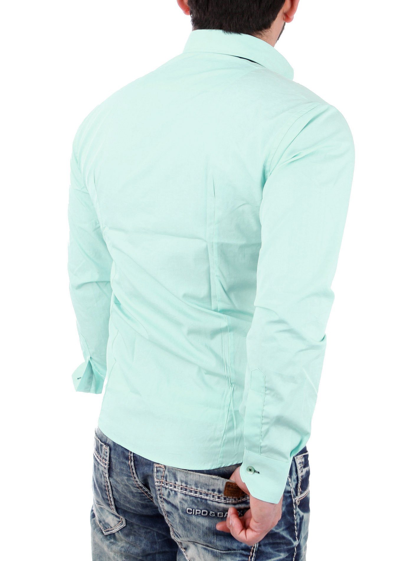 Reslad Langarmhemd Reslad Herren Langarm Hemd Alabama RS-7050 (Herrenhemd) Doppelkragen Kontrast Männer Hemden