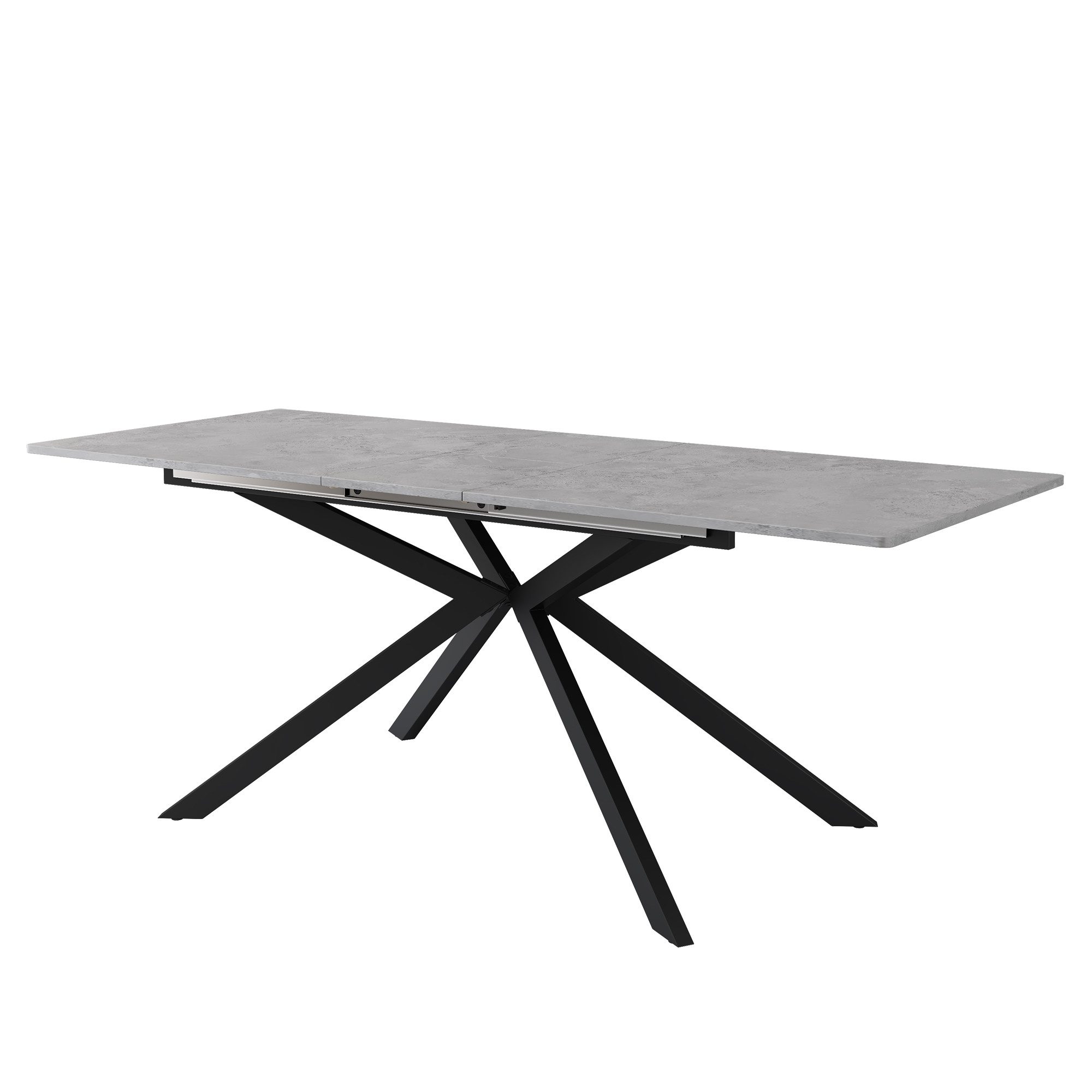 KLAM HOME Esstisch Erweiterbarer Esstisch Mit Automatischem Auszug Und Marmorstruktur (Modernes Kreuzbein Design In Schwarz Und Weiß Für Küche Und Wohnzimmer),  – Bild 2 von 5