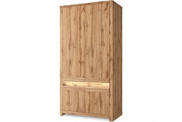 Konsimo Kleiderschrank SKELO Kleiderschrank mit Türen, mit Einlegeböde, Holztextur, zeitloses Design, einfache und funktionale Form
