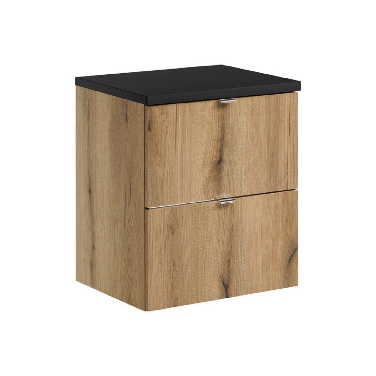 ROYAL24_MARKT Waschbeckenunterschrank - Nova Oak N BM233 -Erhältlich in 3 Arbeitsplattengrößen in Schwarz (Waschbeckenunterschrank, 2-St., Premium - Nova Oak N) Modern – Fein – Exzellent.
