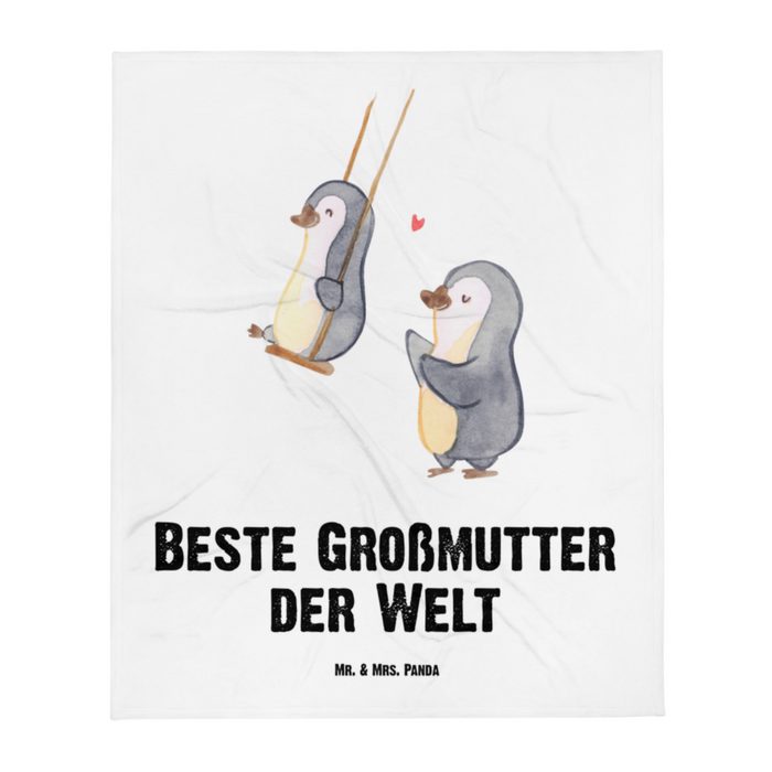Wohndecke Pinguin Beste Großmutter der Welt - Weiß - Geschenk Tagesdecke Deck Mr. & Mrs. Panda