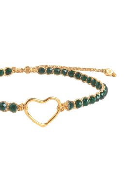 SAMAPURA Armband Grünes Spinell-Herz-Armband, Gold Faden