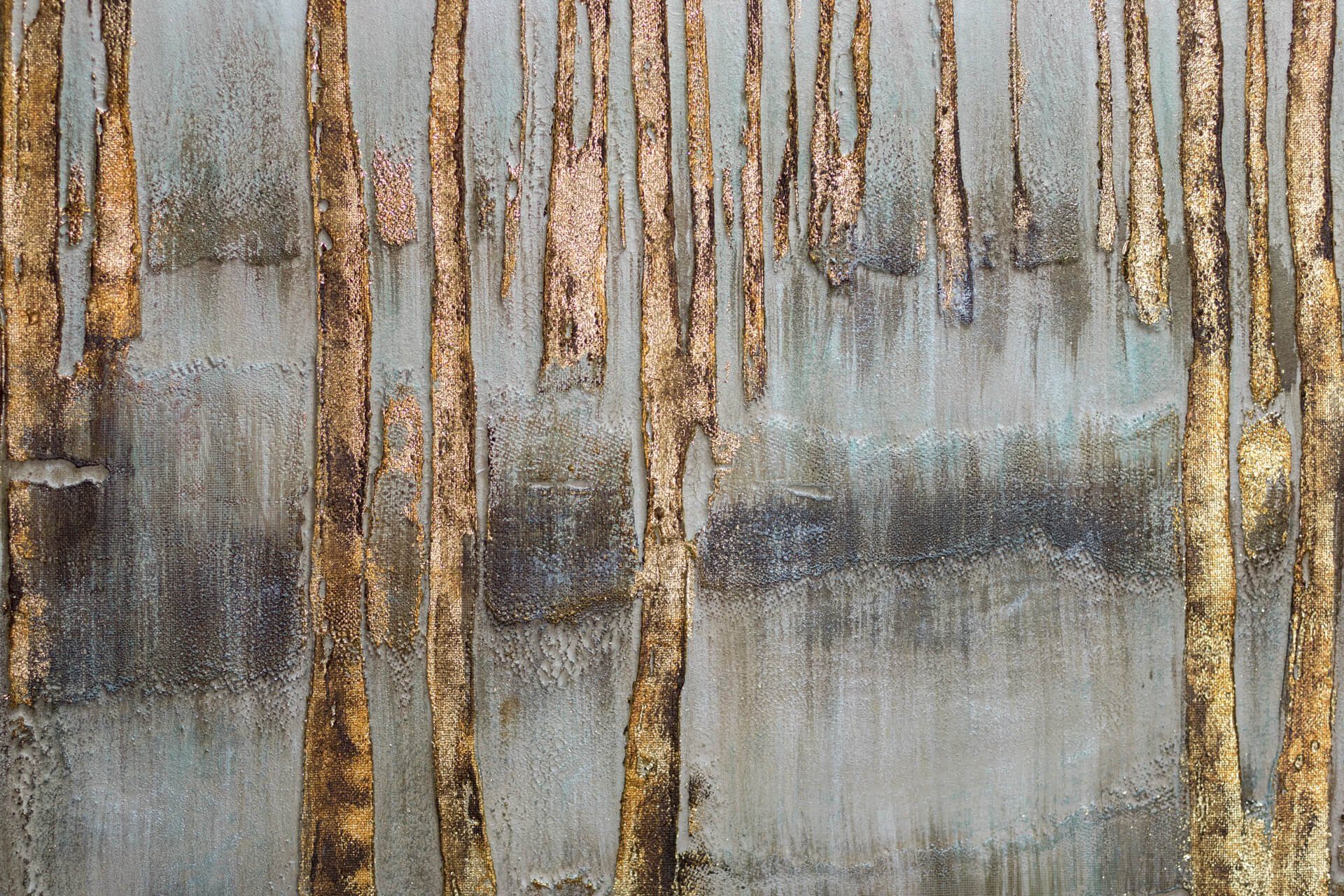 KUNSTLOFT Gemälde Mystischer Wald 150x70 cm, Leinwandbild 100% HANDGEMALT Wandbild Wohnzimmer
