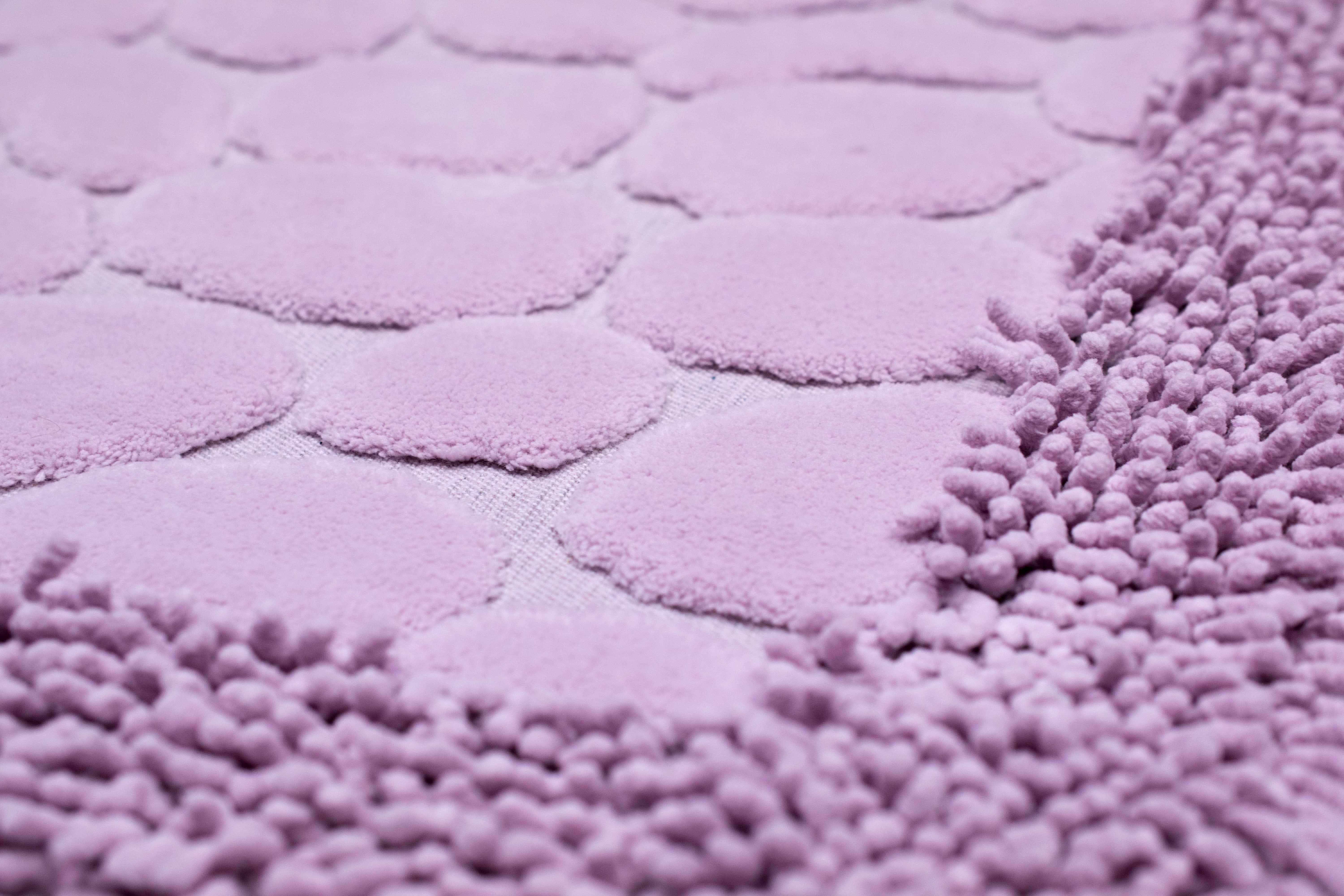 Teppich Badezimmerteppich Set 2 teilig • Steinoptik rechteckig, Teppich-Traum, waschbar lila, waschbar mm, 7,5 • in Höhe