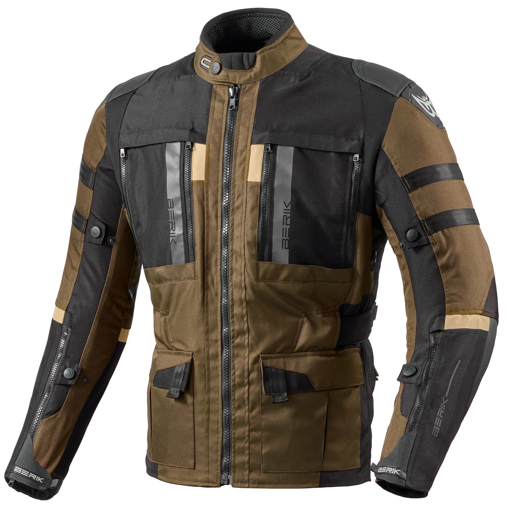 Berik Motorradjacke Absolute Zero RX wasserdichte Motorrad Textiljacke Verbindungsreißverschluss,Ellenbogenprotektoren enthalten,Schulte