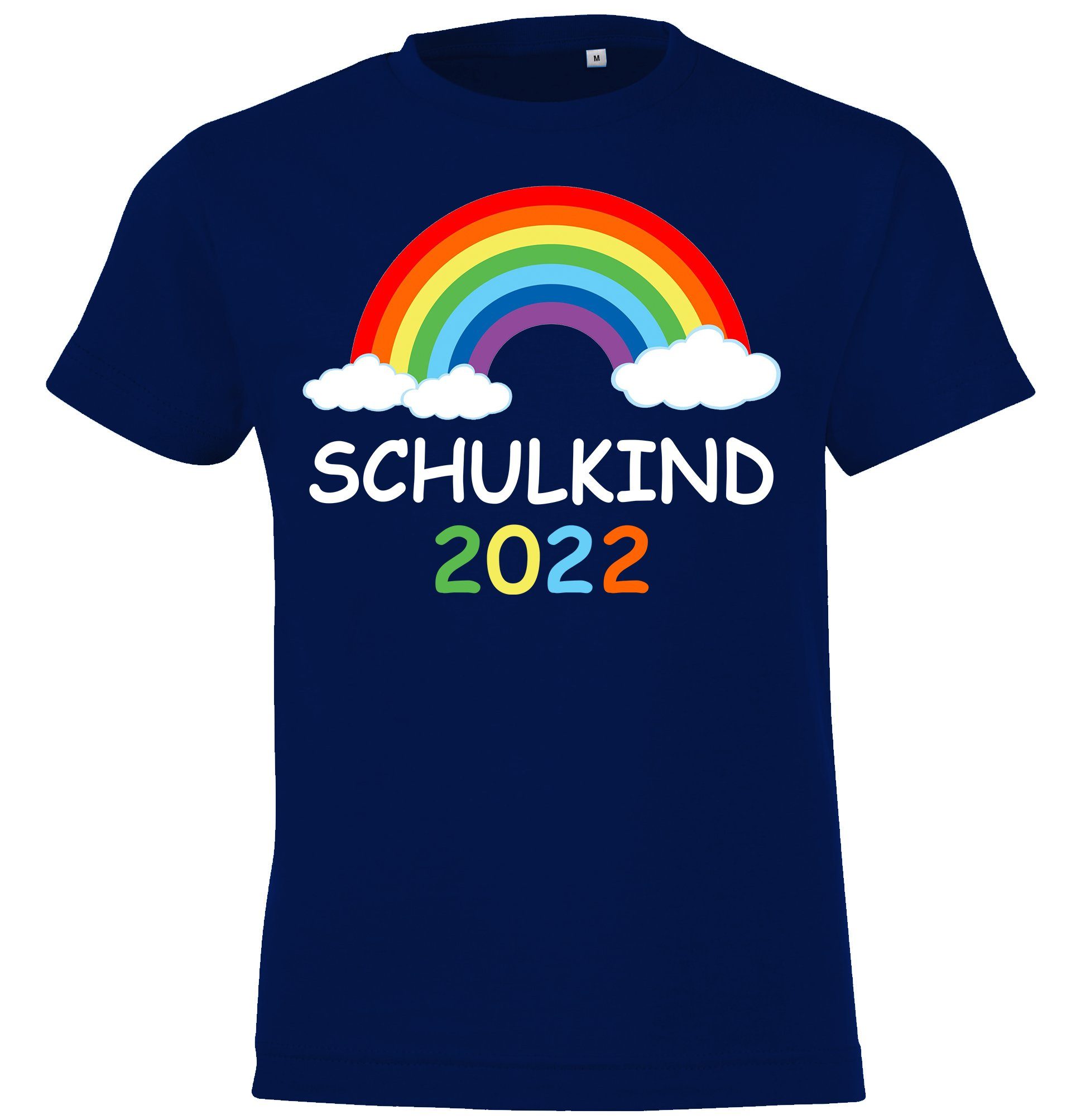 Youth Designz T-Shirt Schulkind 2022 Kinder Shirt mit süßem Regenbogen Frontaufdruck Navyblau