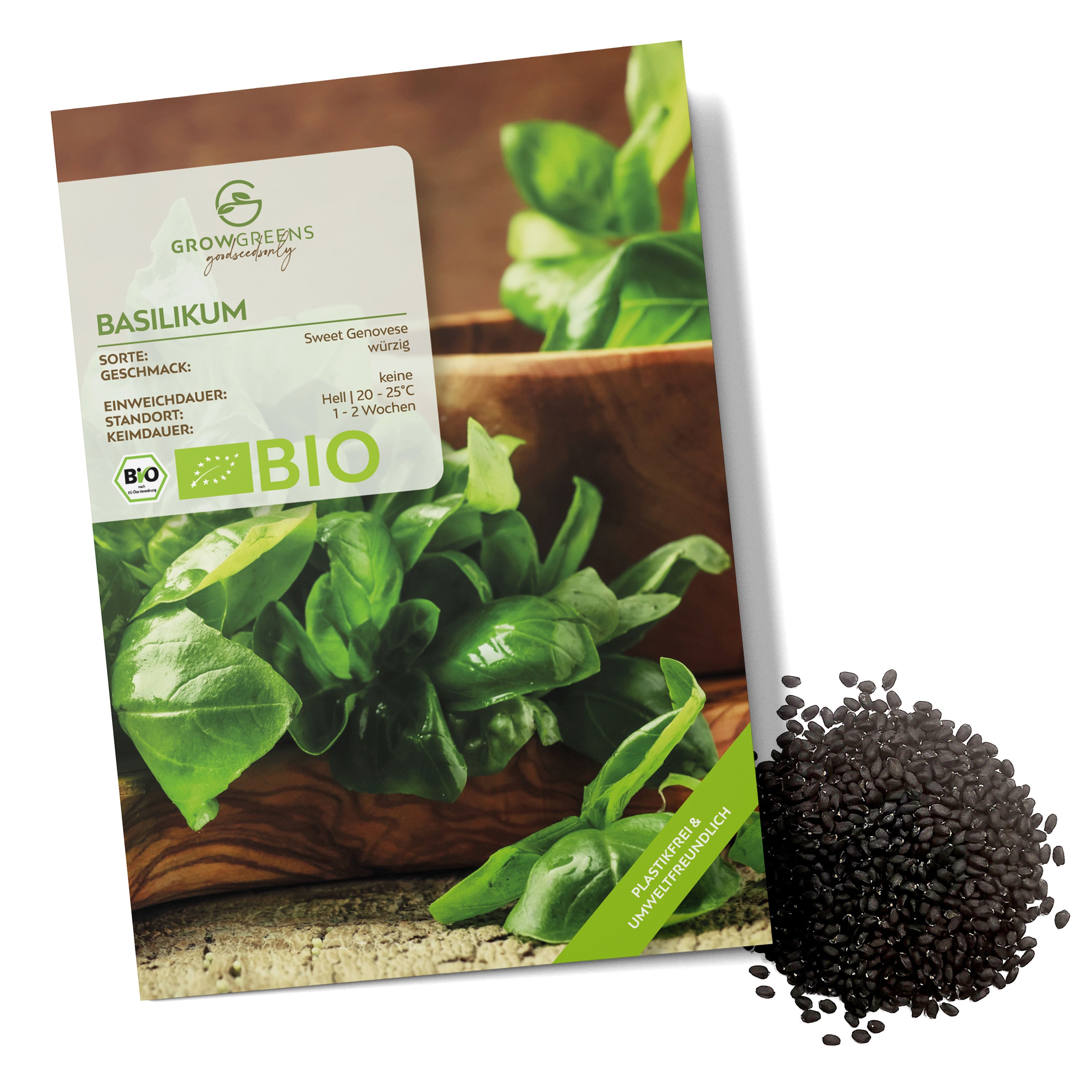 Kräutersamen BIO Basilikum Samen Sweet Genovese - Saatgut aus bio. Anbau (400 Korn)