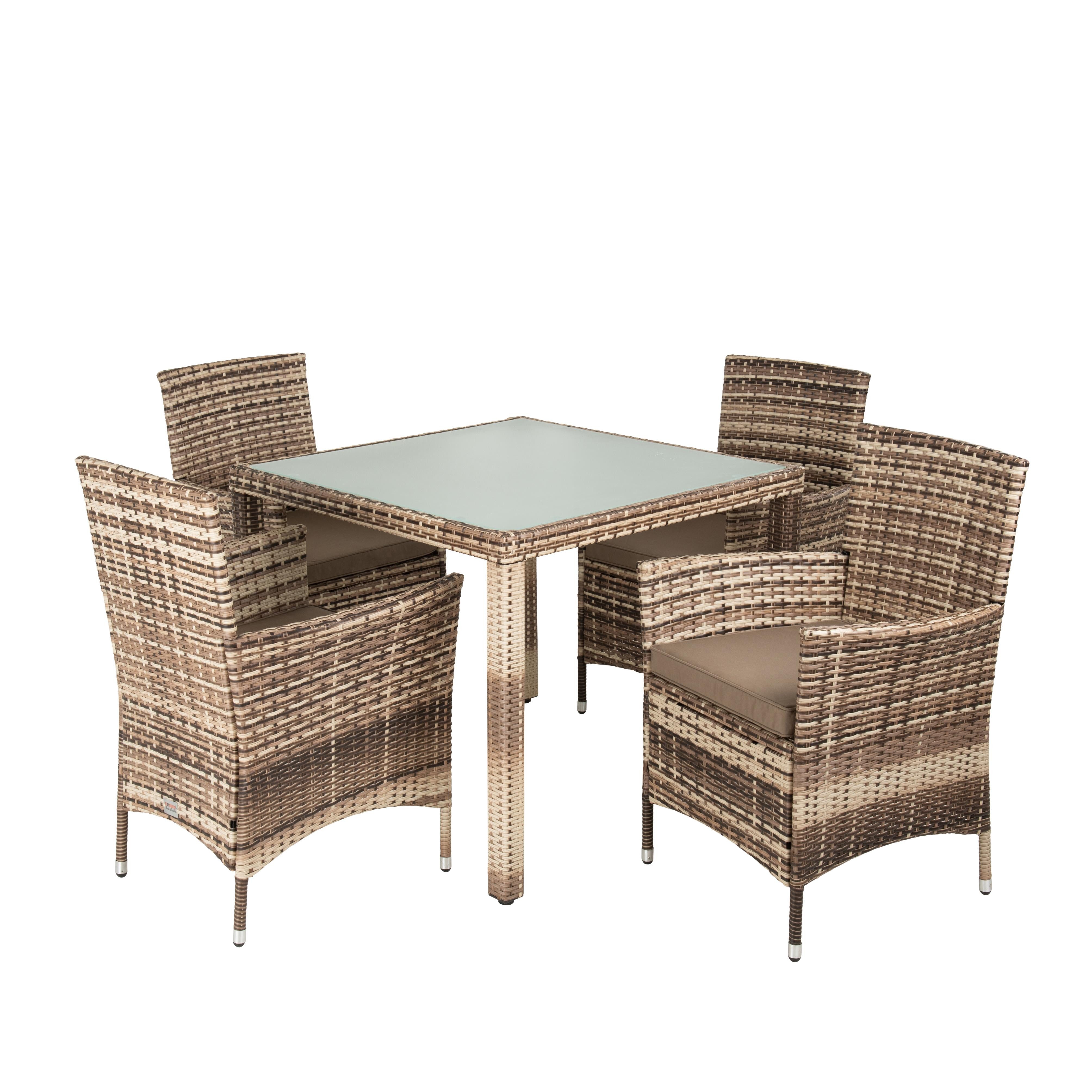 ESTEXO Sitzgruppe Polyrattan Gartenmöbel Set Rattan Gartenset Essgruppe Beige Braun