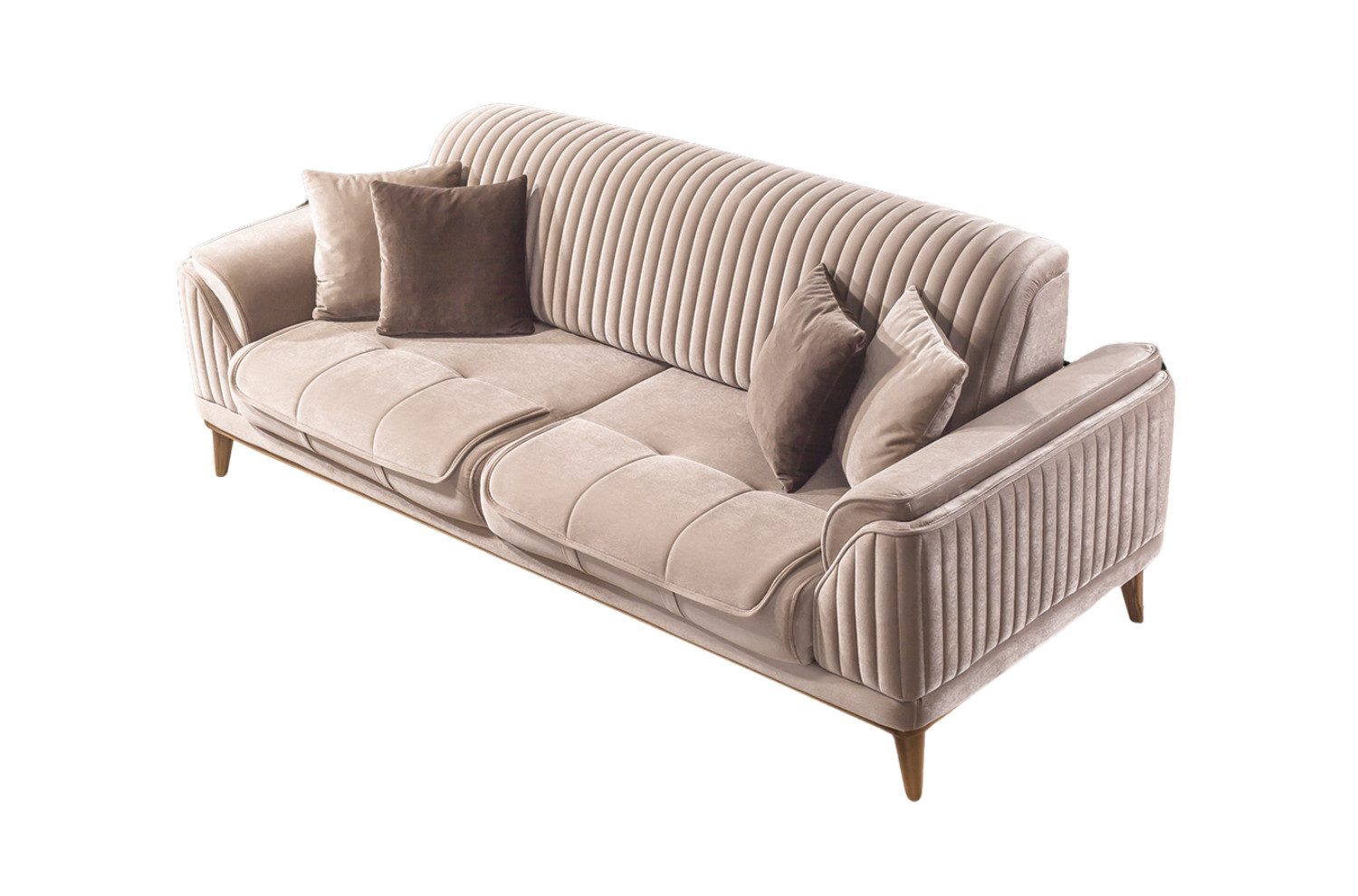 Villa Möbel Sofa Bond Holz, 3-Sitzer 1 Teile, mit Relax-/Bettfunktion durch umklappbare Rückenlehne
