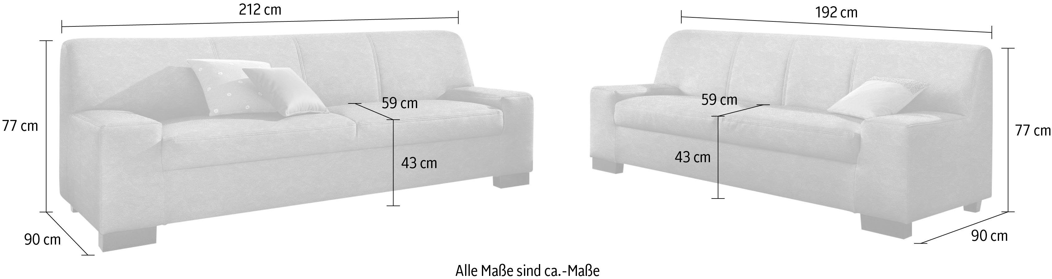 DOMO collection Polstergarnitur Norma kubisch und zeitlos, (Set, 2-tlg), bestehend aus je einem 2- und 3-Sitzer – Bild 4 von 5