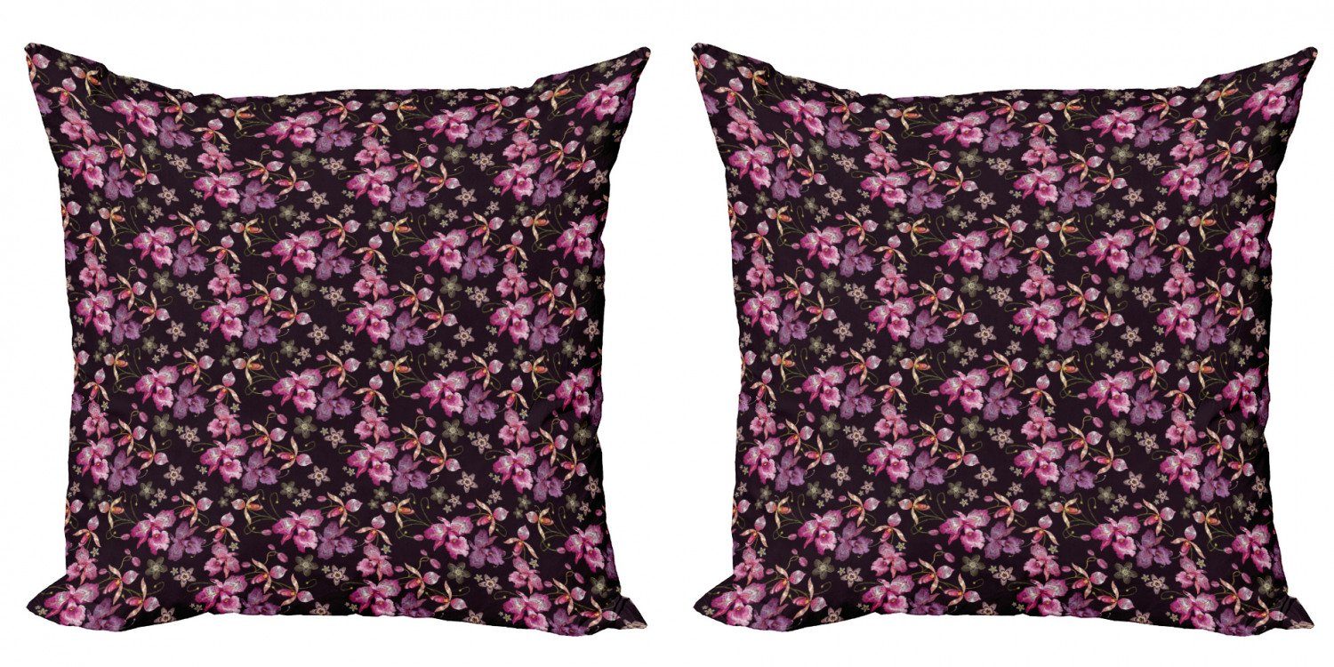 Kissenbezüge Modern Retro-wilde (2 Blumen-Motive Digitaldruck, Abakuhaus Accent Doppelseitiger Stück), Orchideen