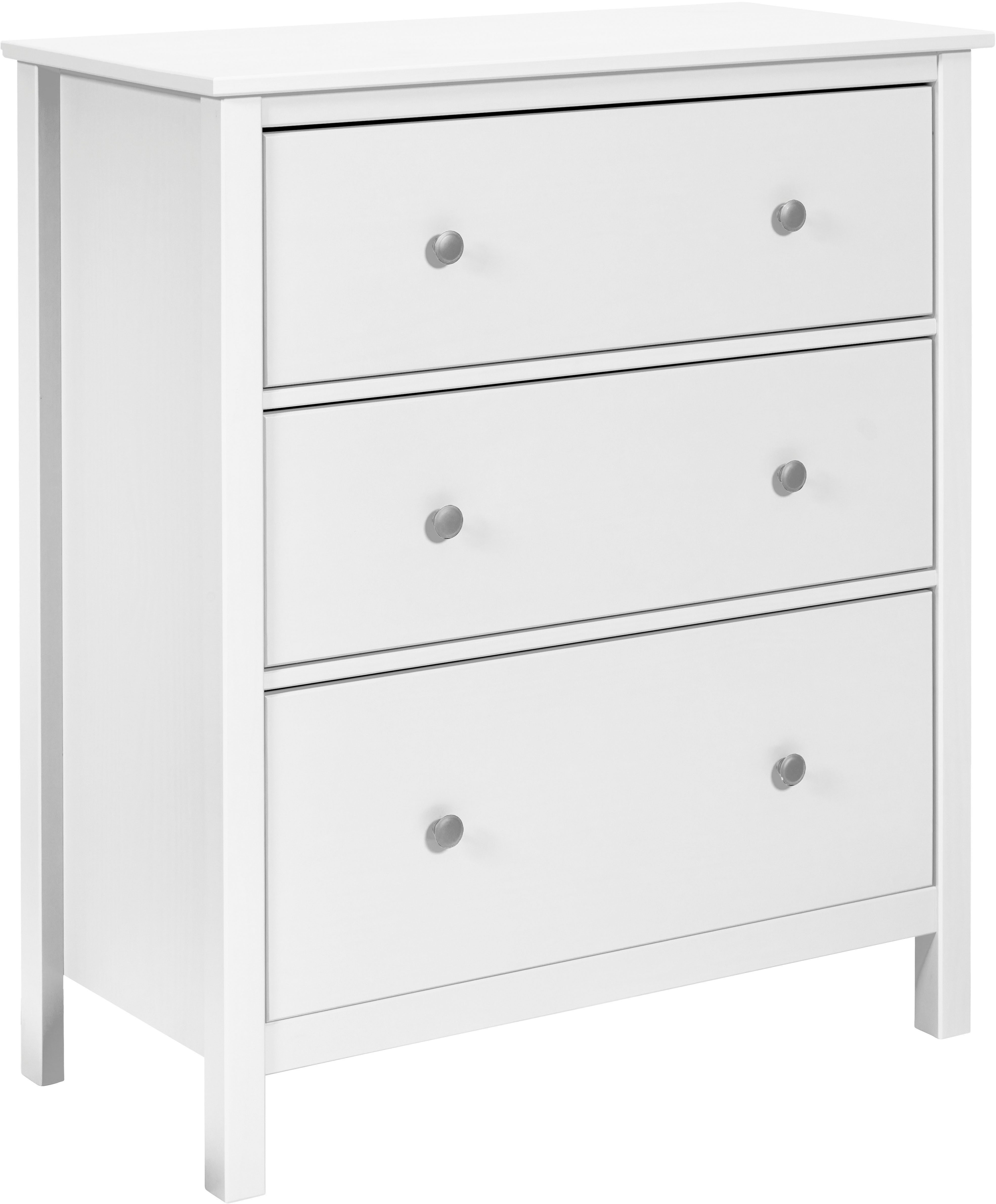 Inter Link Schubkastenkommode Pinora, Kiefer Massivholz, Weiss, 3 Schubladen, 85 x 39,5 x 96 cm (1 St), Kommode im modernem Skandi Look, viel Stauraum