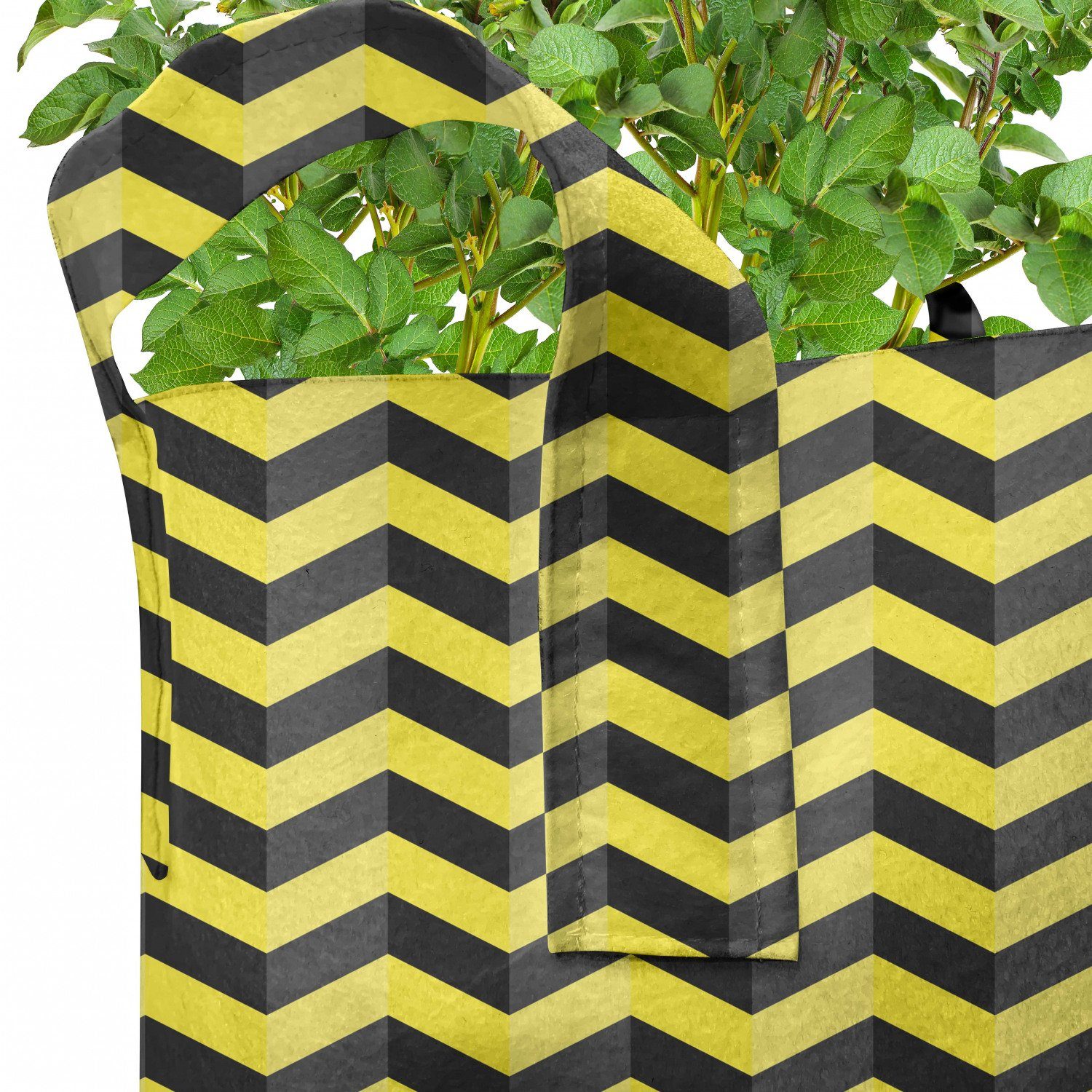 Pflanzen, mit für hochleistungsfähig Warnschild Yellow Pflanzkübel Griffen Abakuhaus Chevron Stofftöpfe