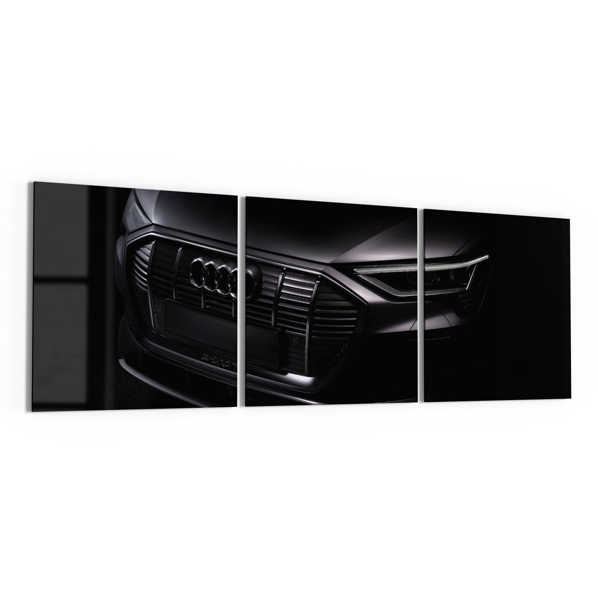DEQORI Glasbild 'Audi Frontalaufnahme', 'Audi Frontalaufnahme', Glas Wandbild Bild schwebend modern