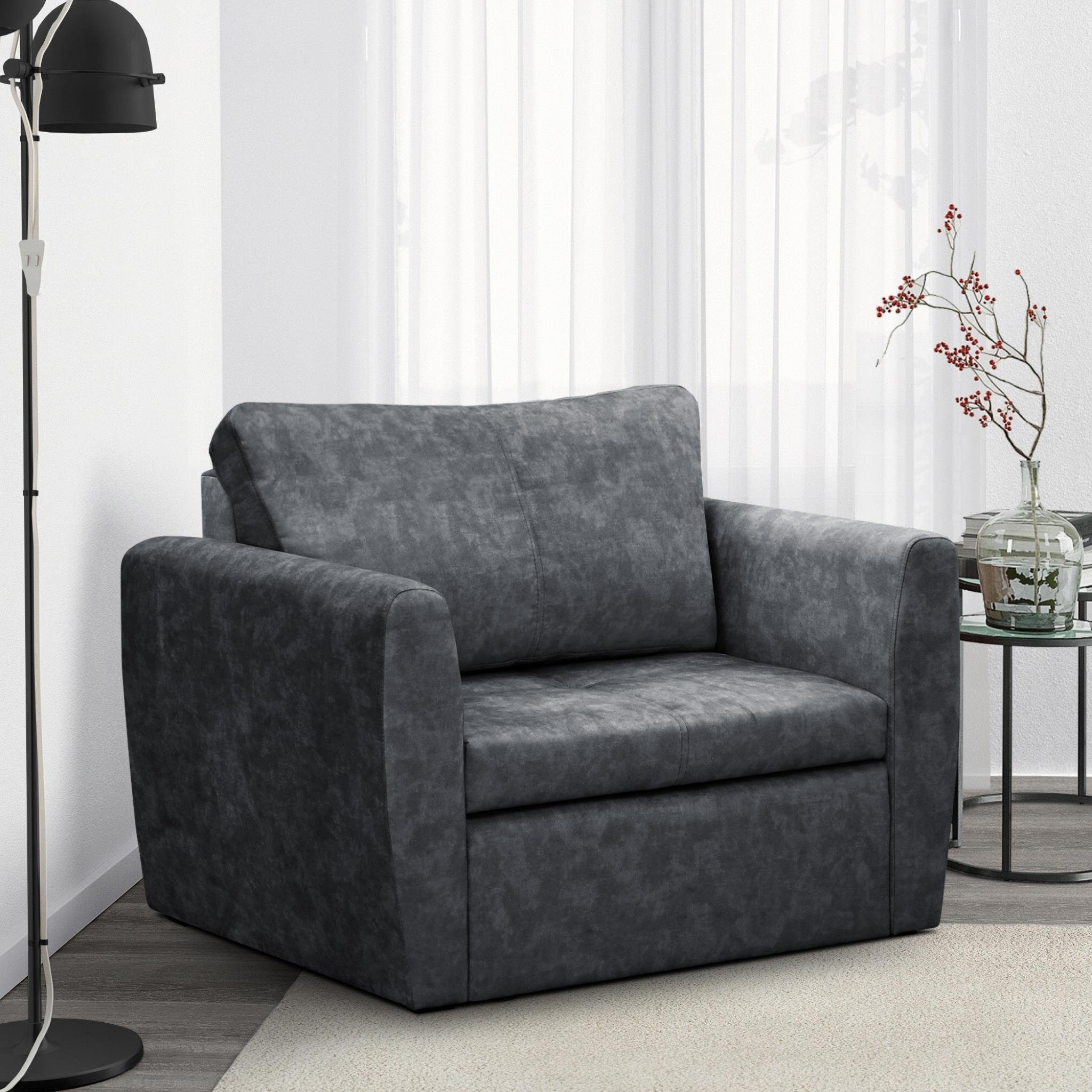 Sofa Schlaffunktion, 96) Bettkasten, Beautysofa Schlafsessel, Relaxsessel für (terra (1-Sitzer Wohnzimmer), Kamel Polstersessel Dunkelgrau Relaxsessel