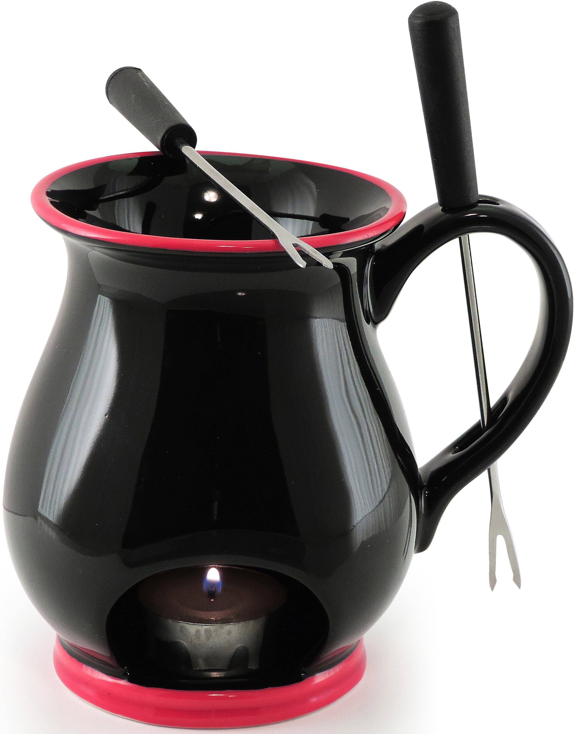 SWISSMAR Fondue Indulge, Schokolade,1 Keramikfondue, 2 Fonduegabeln, 1 Teelicht-Kerze