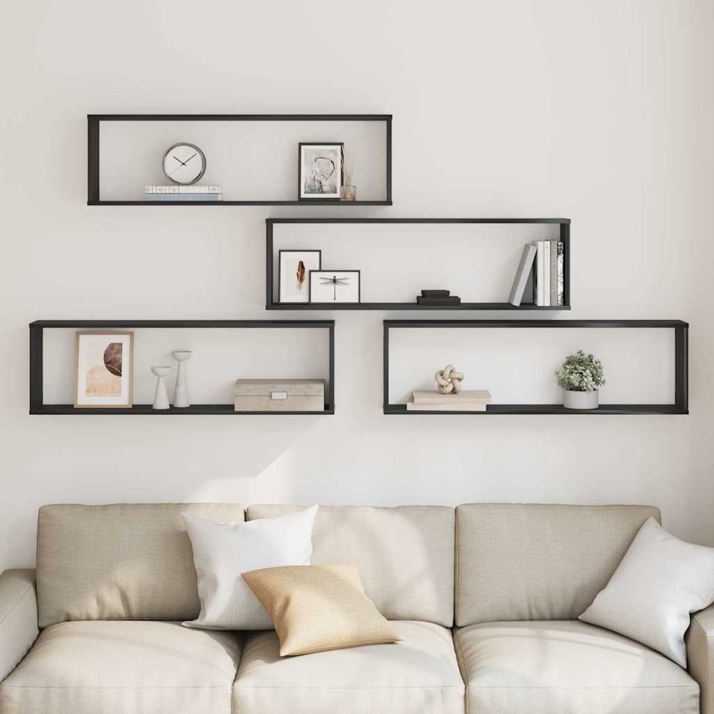 vidaXL Regal Würfelregale 4 Stk. Schwarz Eichen-Optik 100x15x30 cm, 4-tlg. günstig online kaufen