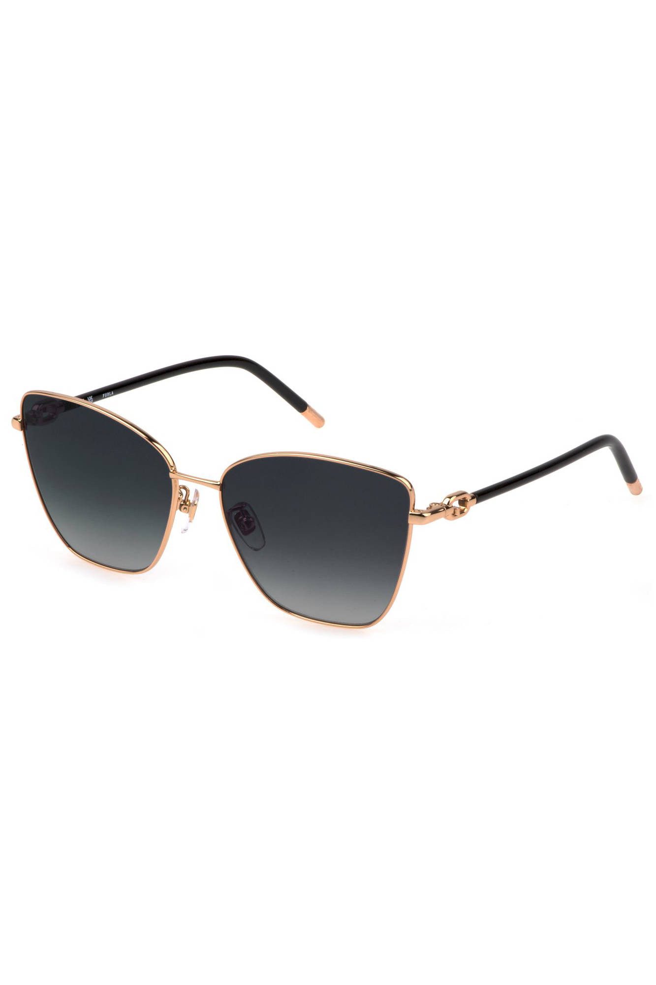 Furla Sonnenbrille Damen Sonnenbrille Gold mit Quadratischer Linse und Rauchglas