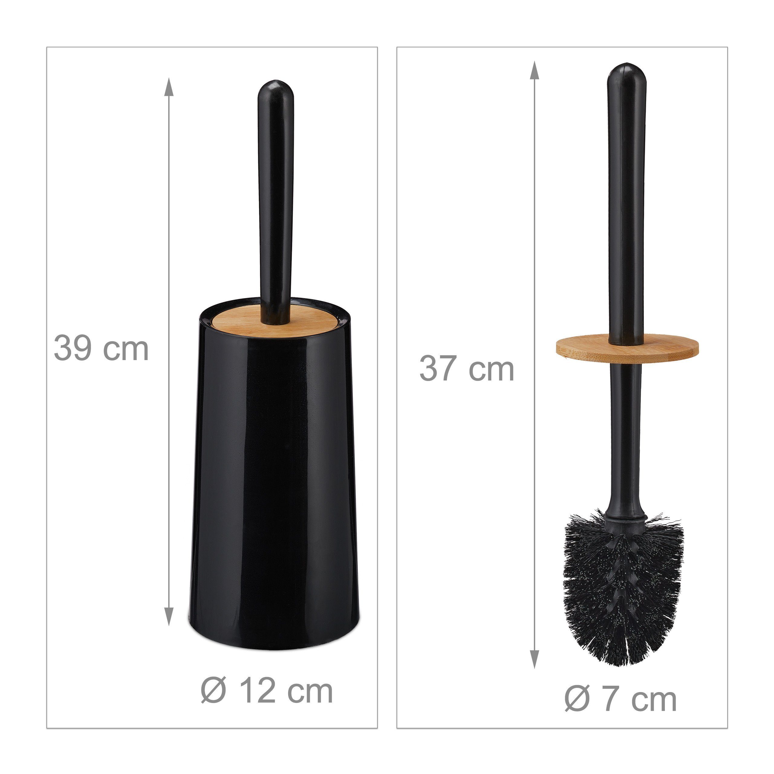 relaxdays WC-Reinigungsbürste Toilettenbürste mit Behälter, schwarz