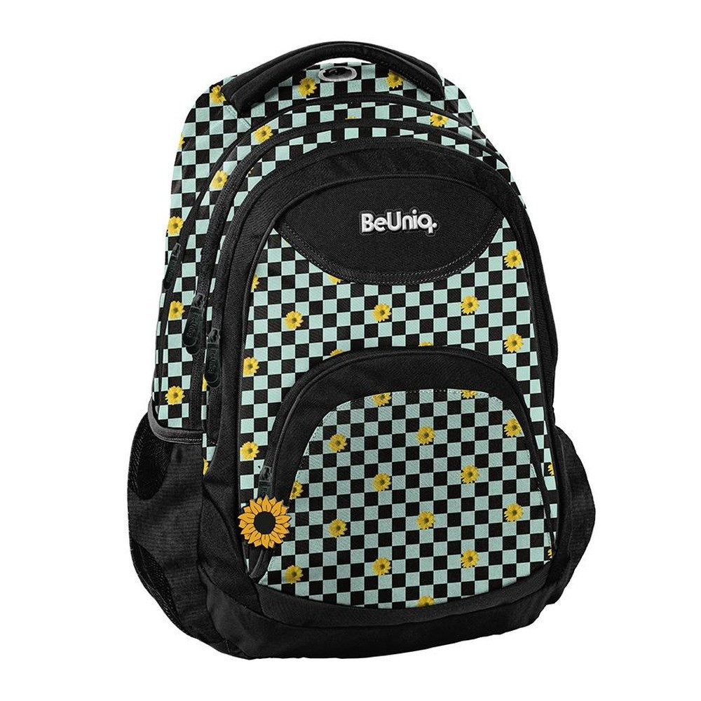 PASO Schulrucksack (Schulset, 5-tlg), Blumen Mega Set 5-teilig – Weiß