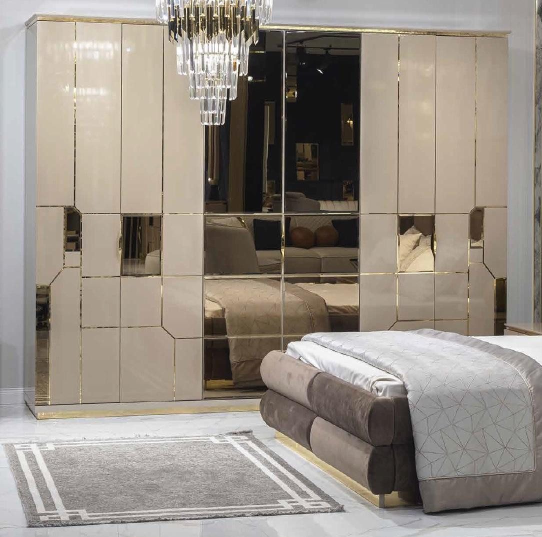 Kleiderschrank Eleganter Hochglanz Spiegel-Umkleideschrank im modernen Stil