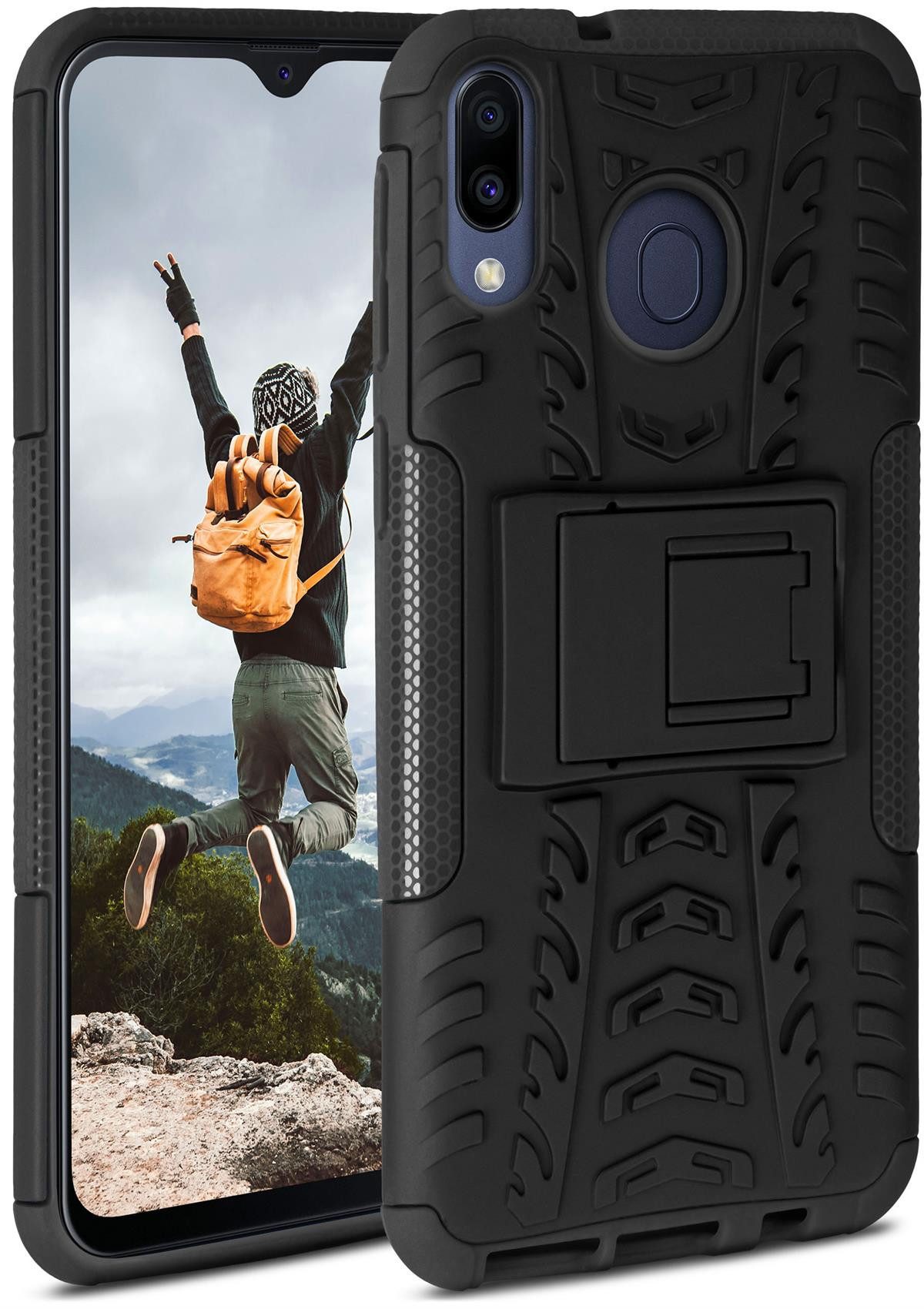 ONEFLOW Handyhülle ONEFLOW® Tank Case für Samsung Galaxy M20, Panzerhülle Dual-Layer, Robuste Hülle mit Ständer Outdoor Schutzhülle