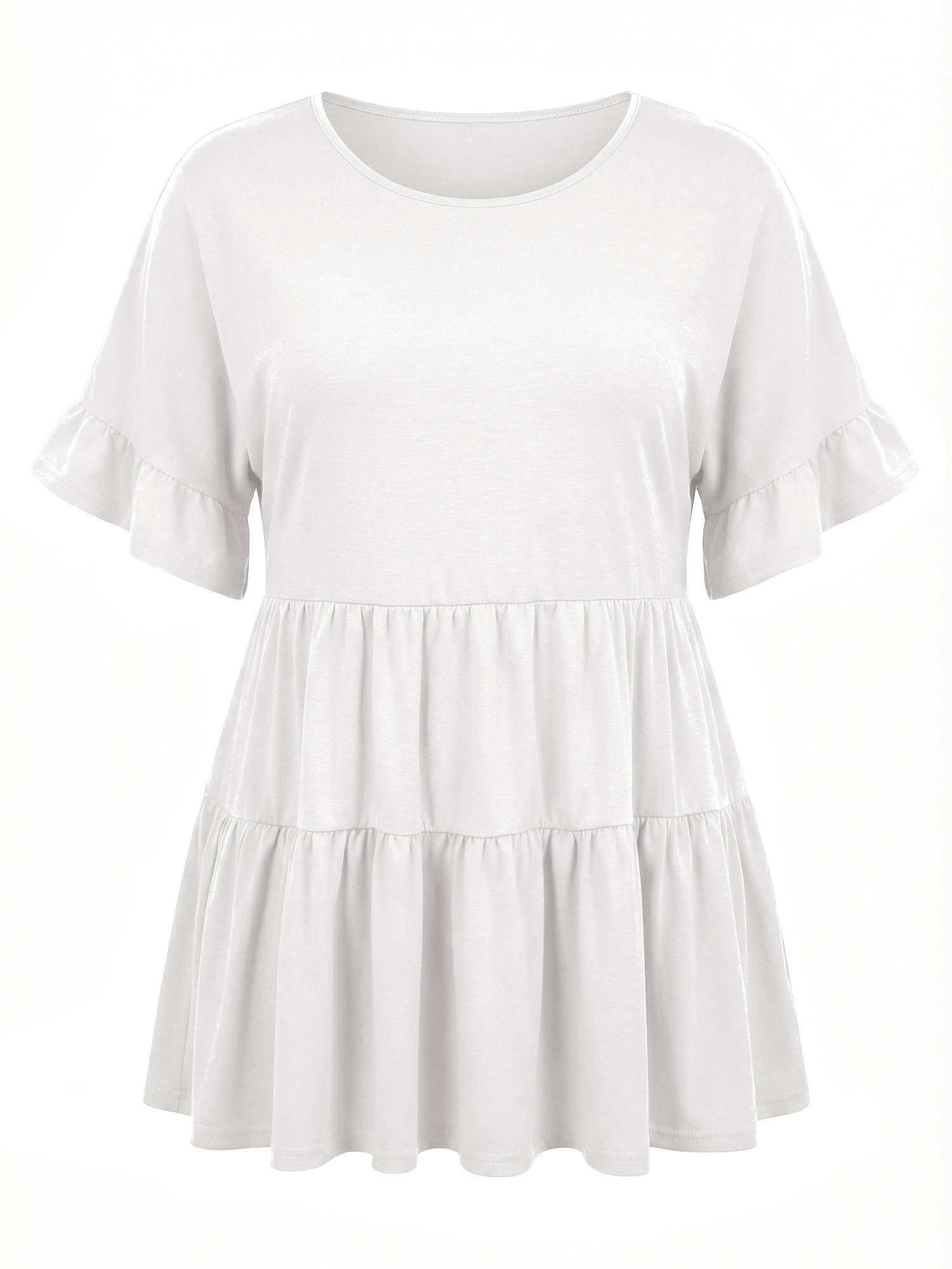 T-Shirt Damen Bluse mit Volants in Übergröße