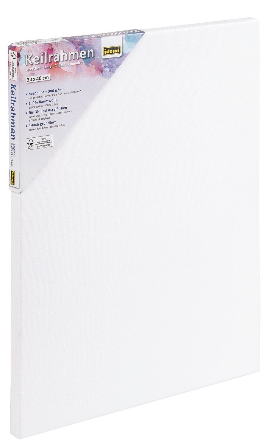Keilrahmen Idena 60004 - Keilrahmen mit Leinwand aus 100% Baumwolle, Grammatur
