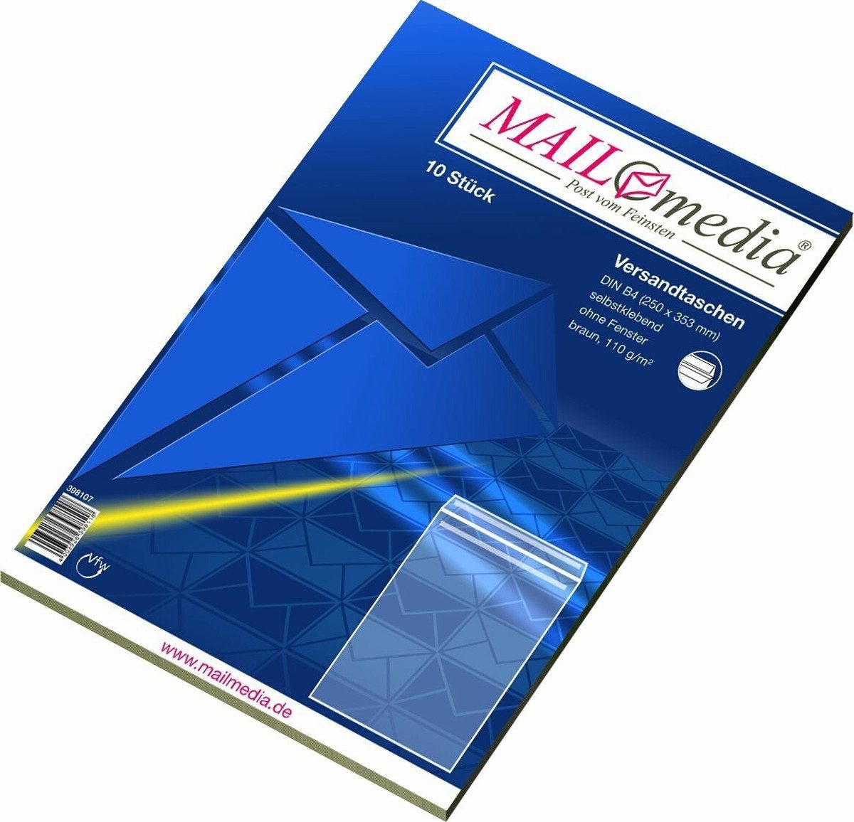 Elepa Versandtasche Versandtaschen B4 110g/qm selbstklebend braun VE=10 Stück