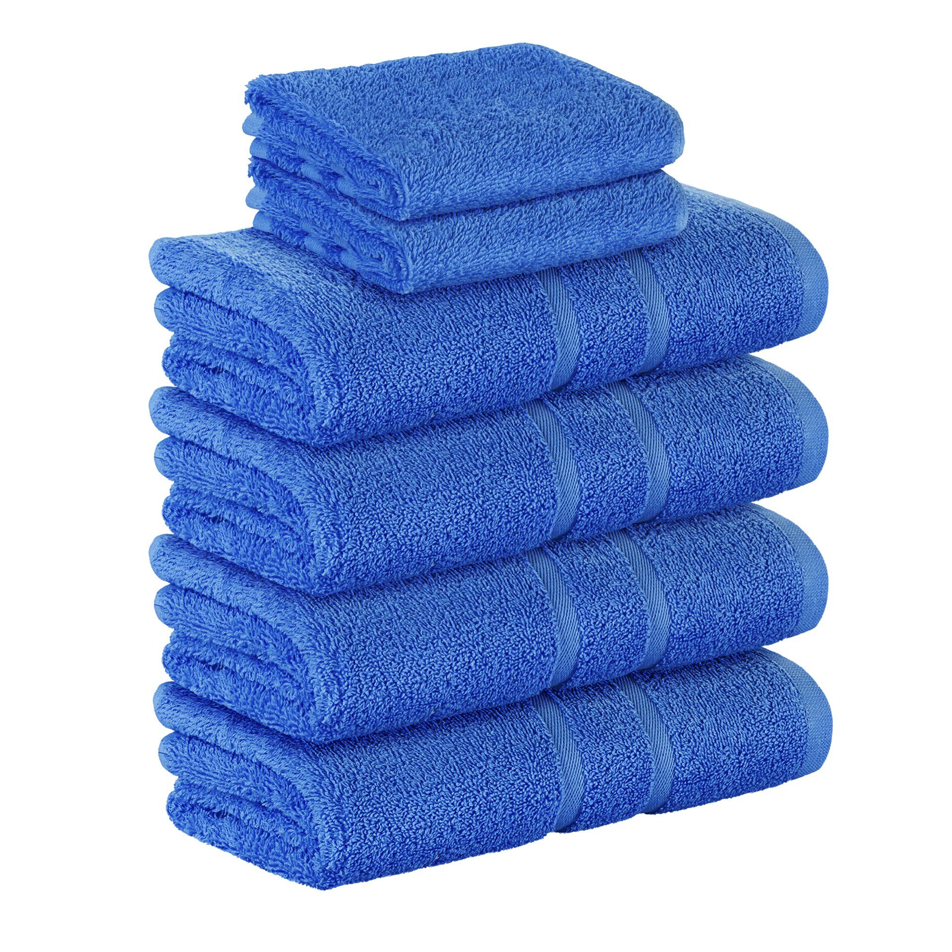 StickandShine Handtuch Set 2x Gästehandtuch 4x Handtücher als SET in verschiedenen Farben (6 Teilig) 100% Baumwolle 500 GSM Frottee 6er Handtuch Pack, 100% Baumwolle 500 GSM Blau