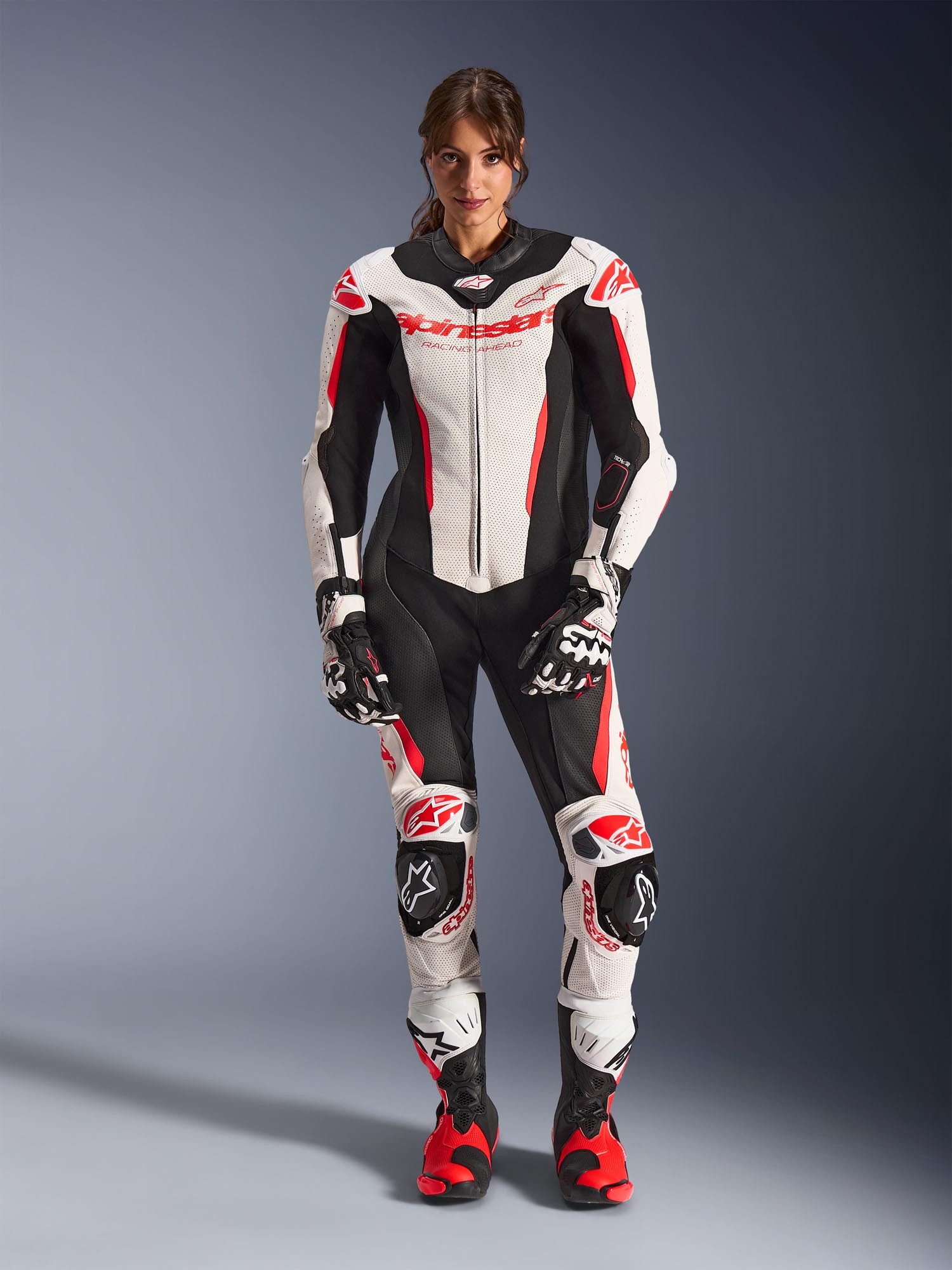 Alpinestars Motorradkombi Stella GP-R7 Damen 1-Teiler Motorrad Lederkombi Airbag vorbereitet,Ellenbogenprotektoren enthalten,mit Höcker,Kni