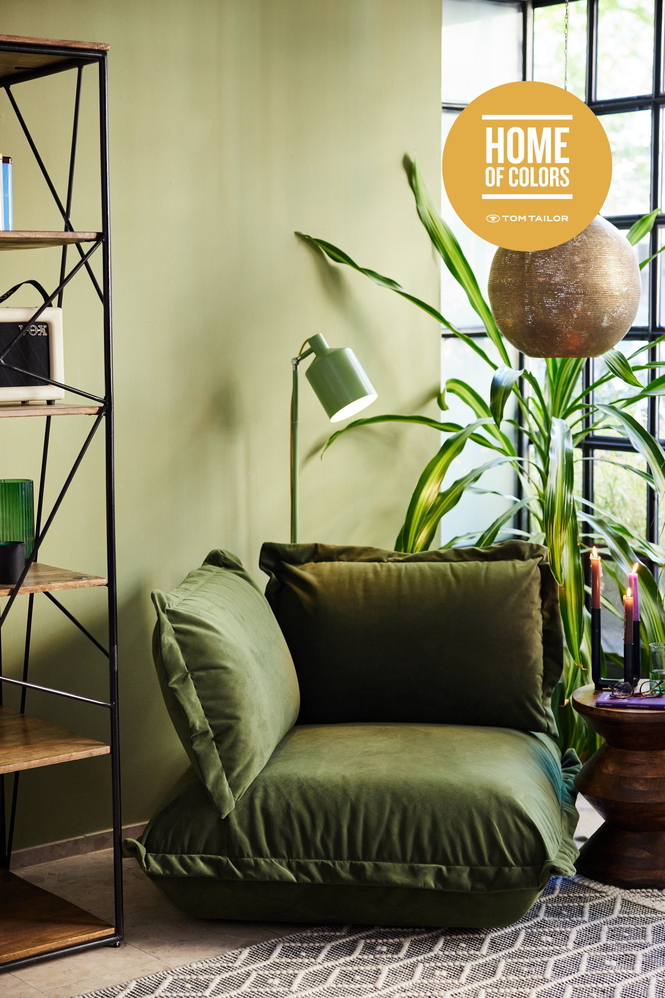 HOME OF COLORS Sofa-Eckelement CUSHION Eckelement in Samtstoff TSV 59 basil, im lässigen Kissenlook –  als Sessel oder Elementgruppe.