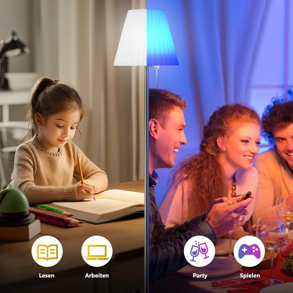 MUPOO LED Außen-Stehlampe Solar Stehleuchte mit Fernbedienung, RGB Outdoor Stehlampe Akku, USB-Aufladbar, Wasserdicht, Höhenverstellbar,Memory-Funktion mit Lichtsensor