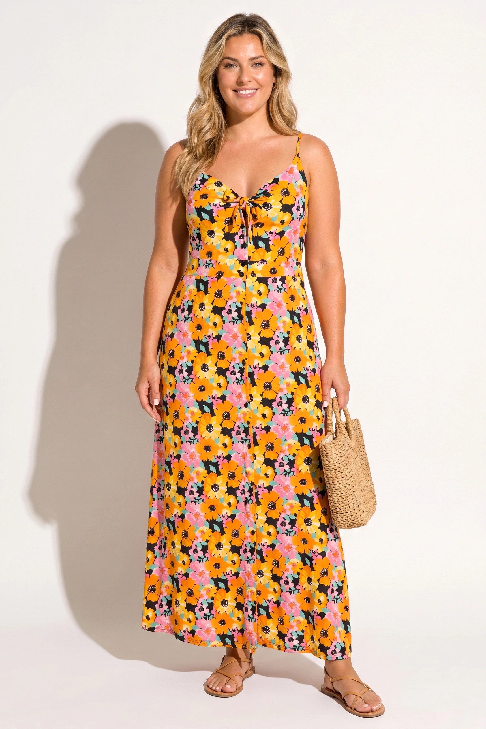 Shape of You Maxikleid Blumen-Krawattenhals Maxikleid