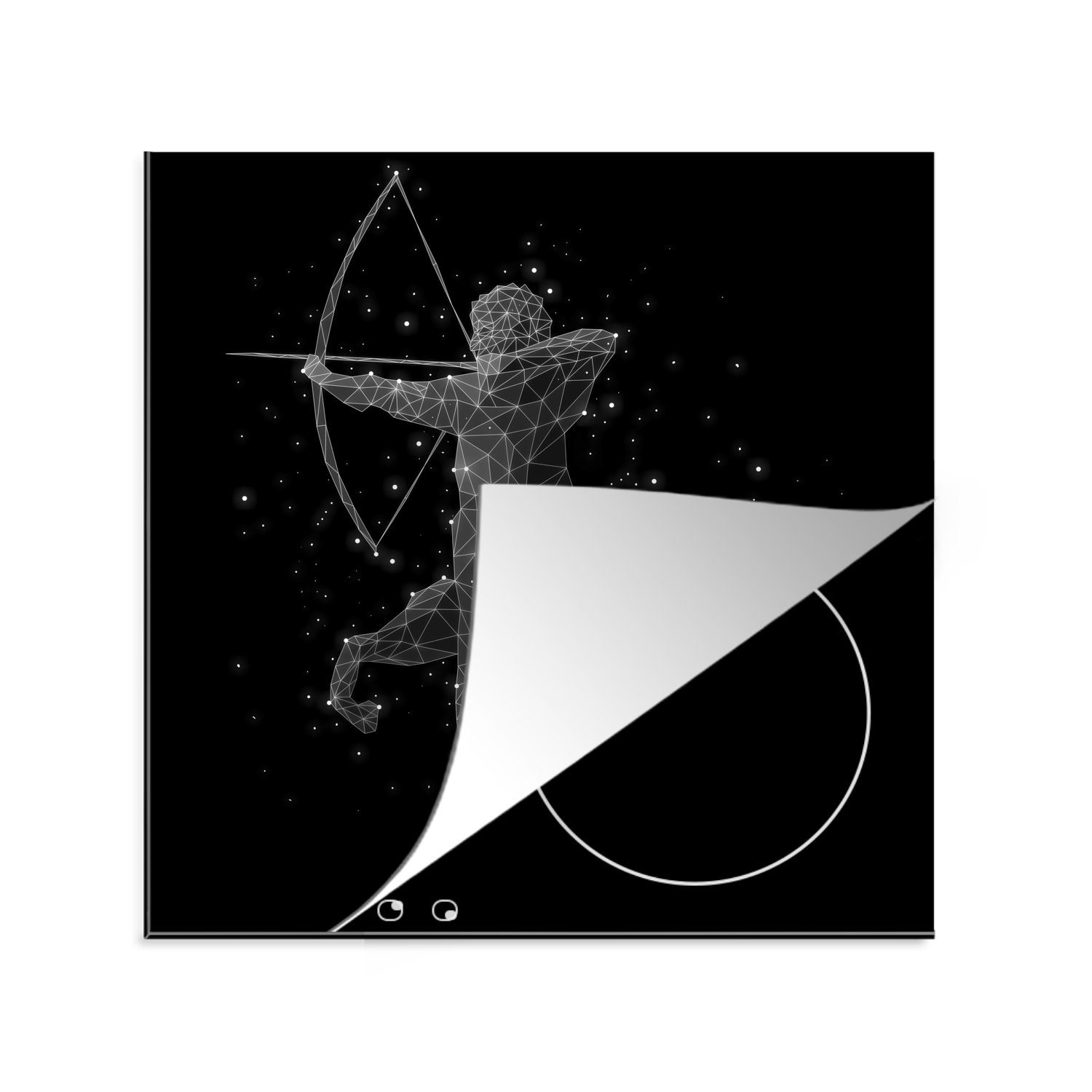 MuchoWow Herdblende-/Abdeckplatte Astrologische Illustration Sternbild 78x78 tlg), für Ceranfeldabdeckung, Schütze, (1 küche cm, Vinyl, Arbeitsplatte