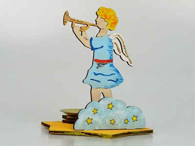 DeColibri Kreativset Bastelset Basteln Weihnachten Holz Engel Trompete, (Bastelset zum Bemalen und Gestalten), Made in Germany