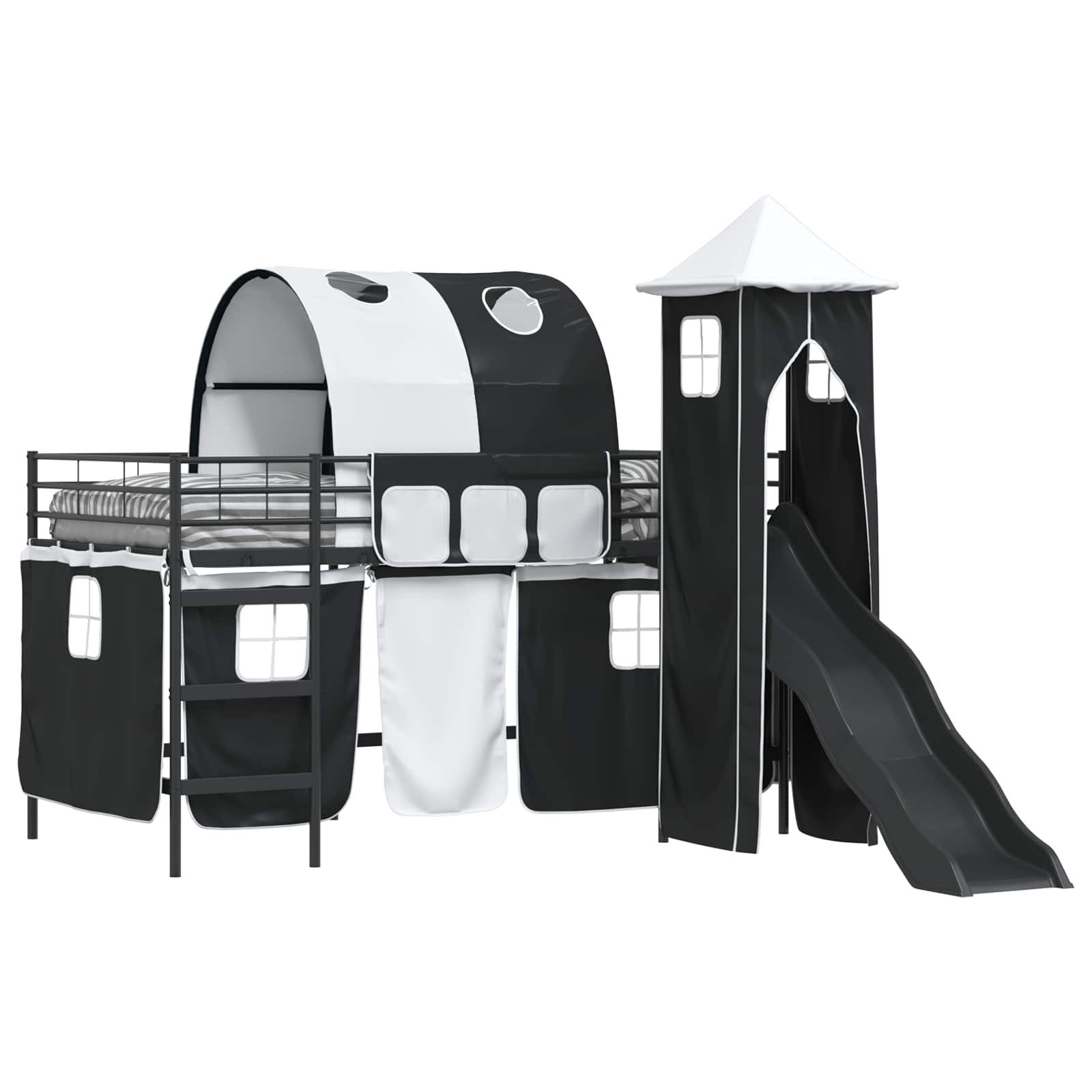 vidaXL Bett Kinder Etagenbett Gestell Uni Schwarz 90 x 200 cm Metall (1-tlg)