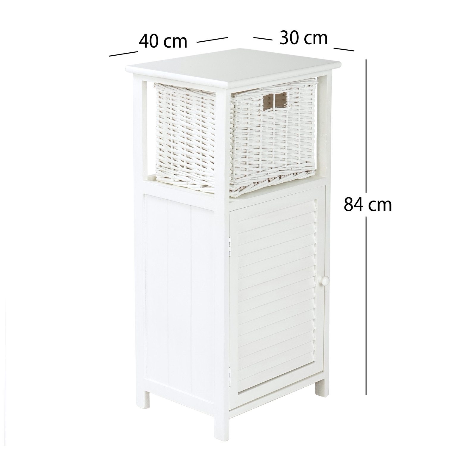 CREEDWOOD Regal NACHTTISCH "WILLI", Altholz massiv Holz, 2 Rattan Körbe, Bad Kommode