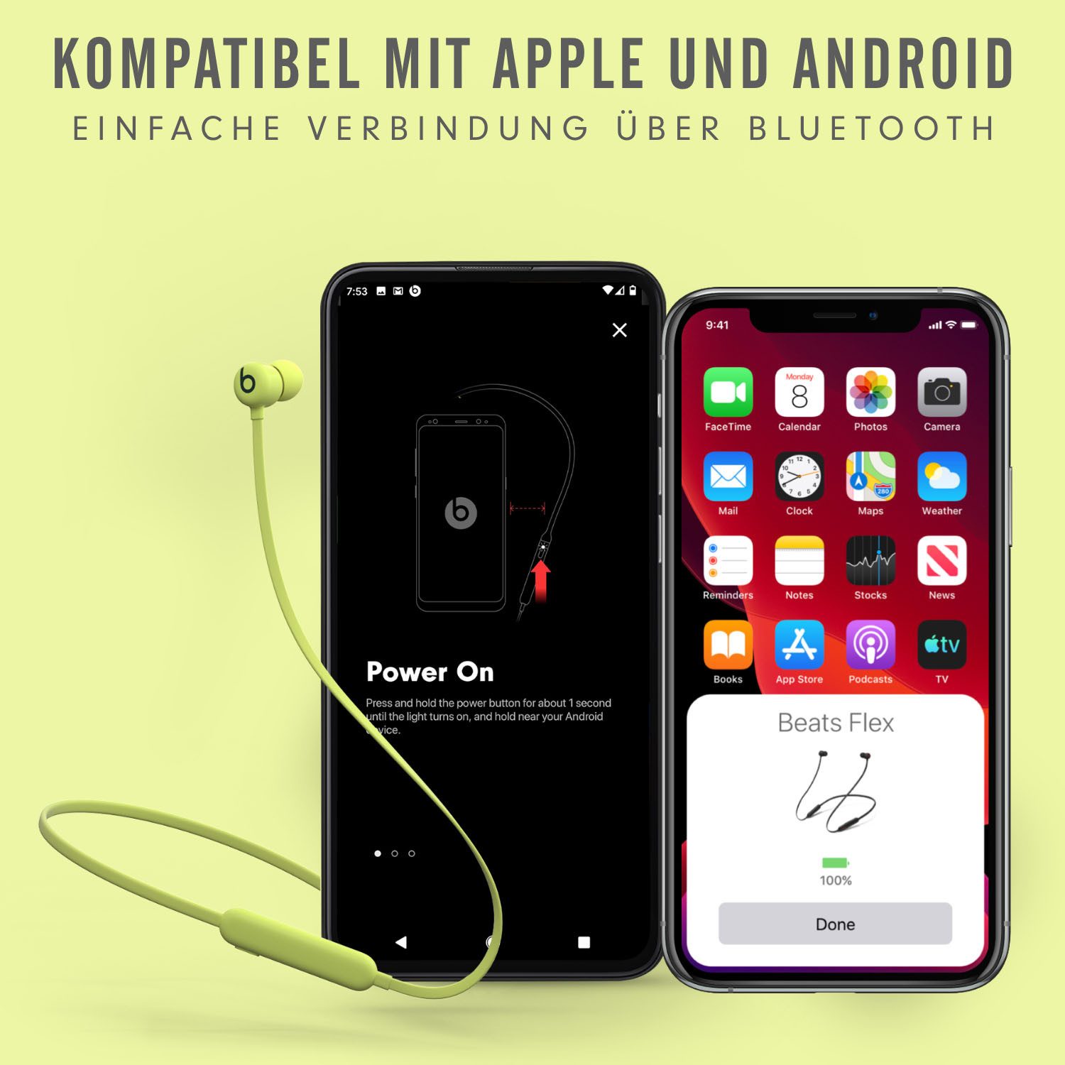 Beats by Dr. Dre Beats Flex wireless In-Ear-Kopfhörer (Freisprechfunktion, Rauschunterdrückung, Sprachsteuerung, Bluetooth, mit Apple W1-Chip)