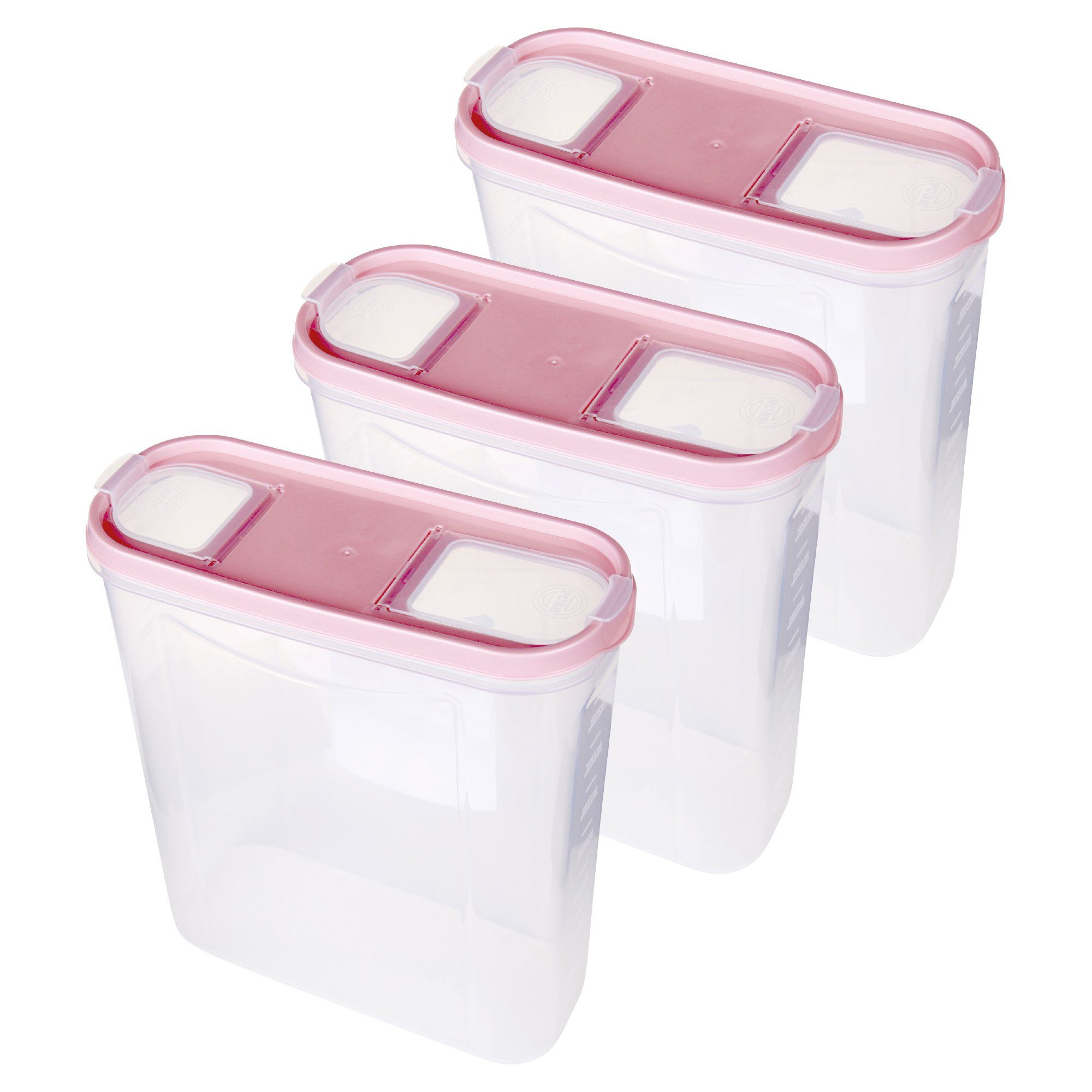 Bestlivings Vorratsdose Müslispender 1,4L - 4,5L, Kunststoff, (3-tlg., 4,5 Liter (8,5cm x 22cm x 26cm), Schüttdose für Lebensmittel, Vorratsbehälter Set - Frischhaltedosen