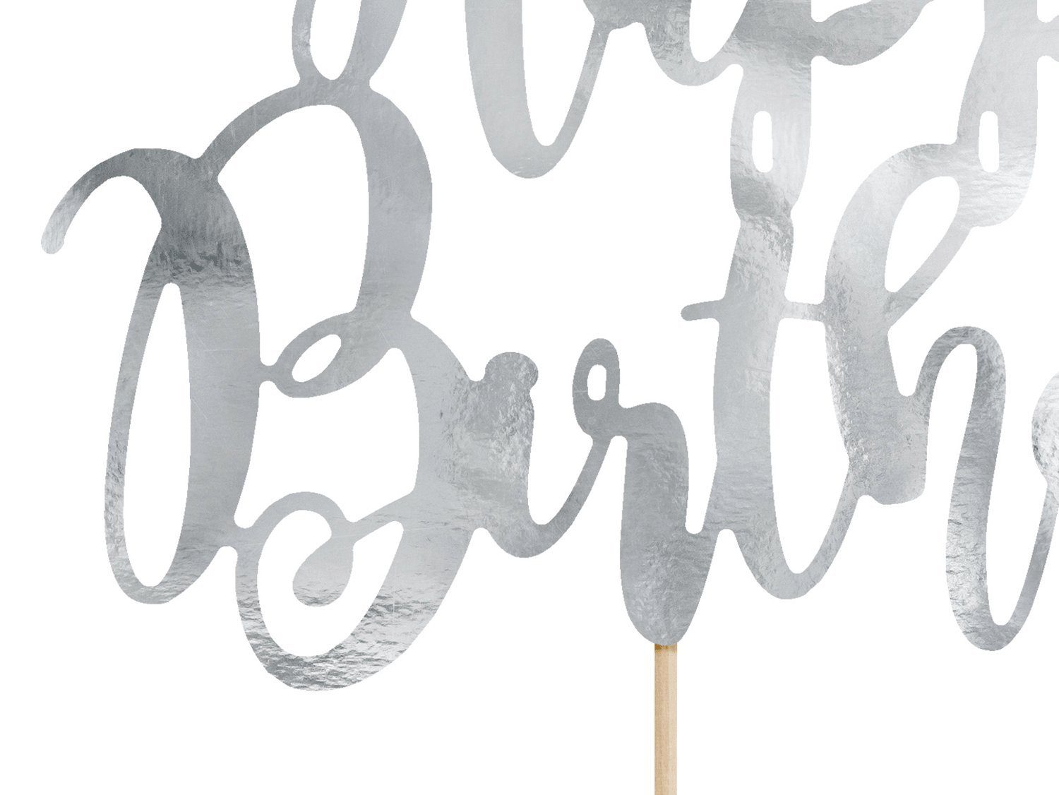 partydeco Tortenstecker, Cake Topper Happy Birthday 22.5cm, silber
