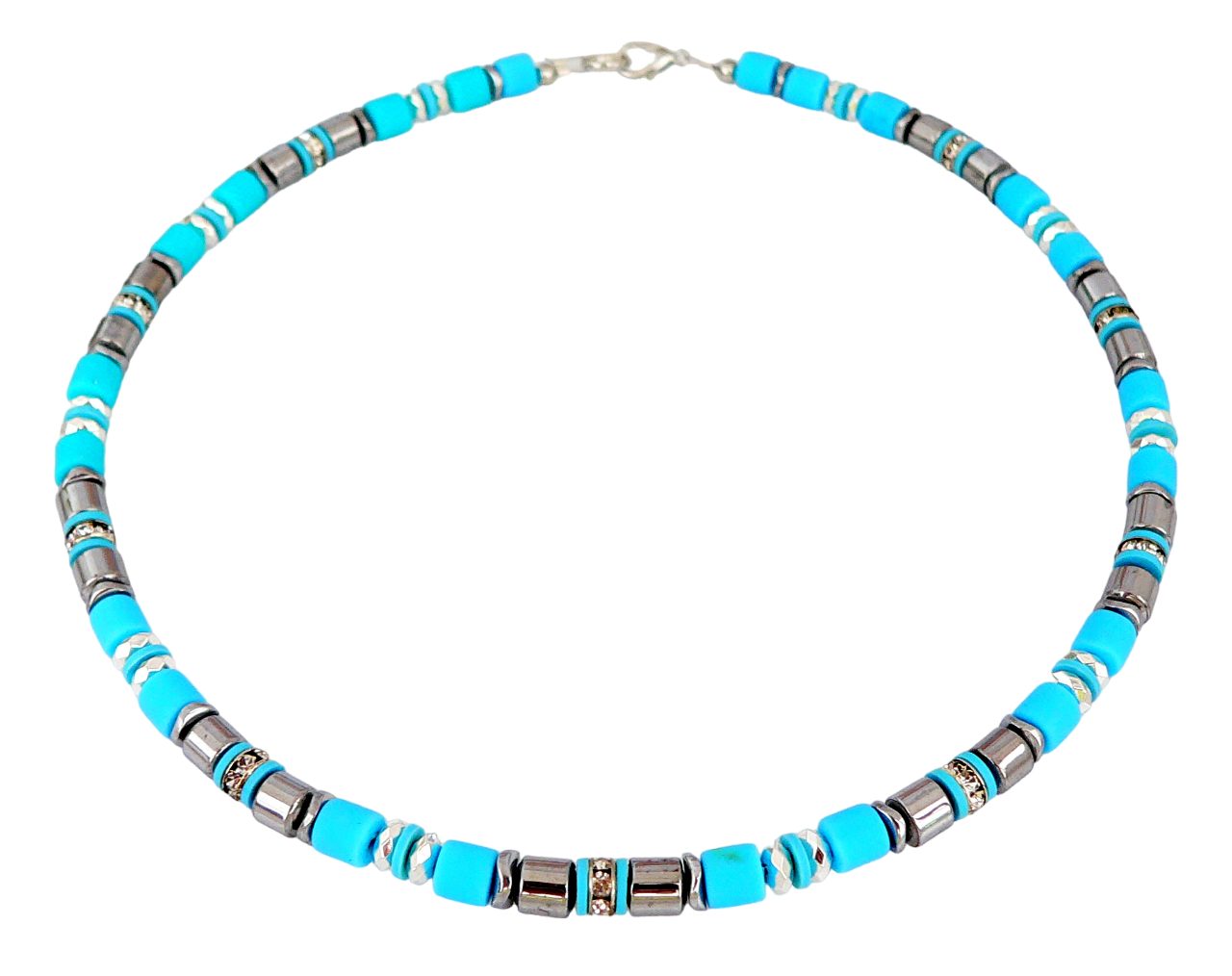 traumschmuck Collier 605a Halskette Collier Walzen türkis Edelstahl silber günstig online kaufen