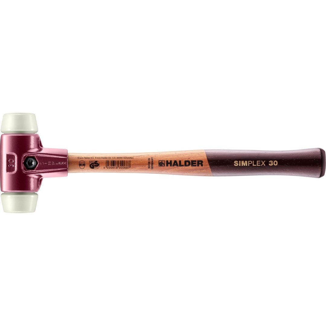 Gummihammer HALDER SIMPLEX Schonhammer Ø 30 mm Nylon mit Tempergussgehäuse