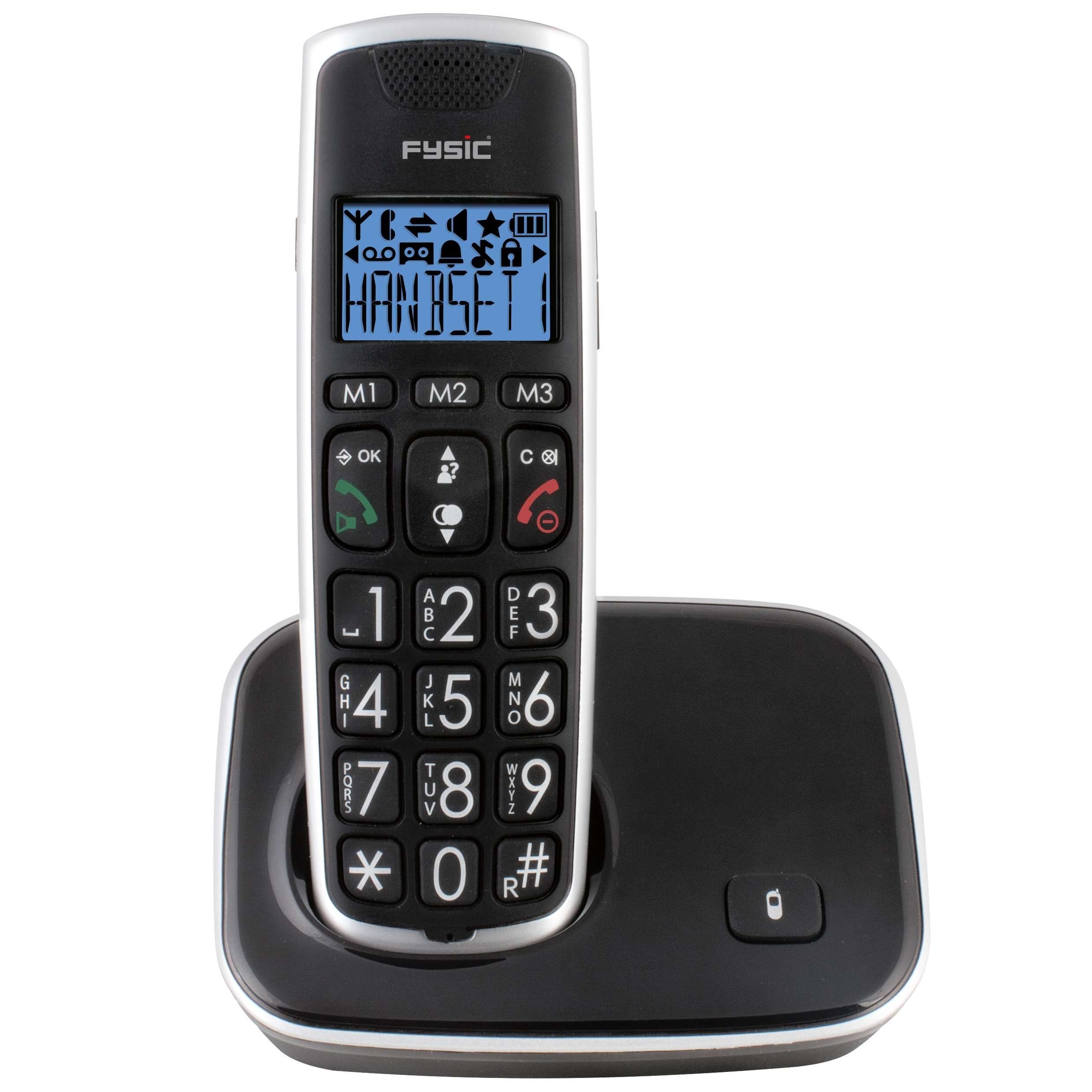 (Mobilteile: FX-6020 Hörgerätkompatibel, Fysic 2, DECT-Telefon Display) große Tasten, Schnurloses großes