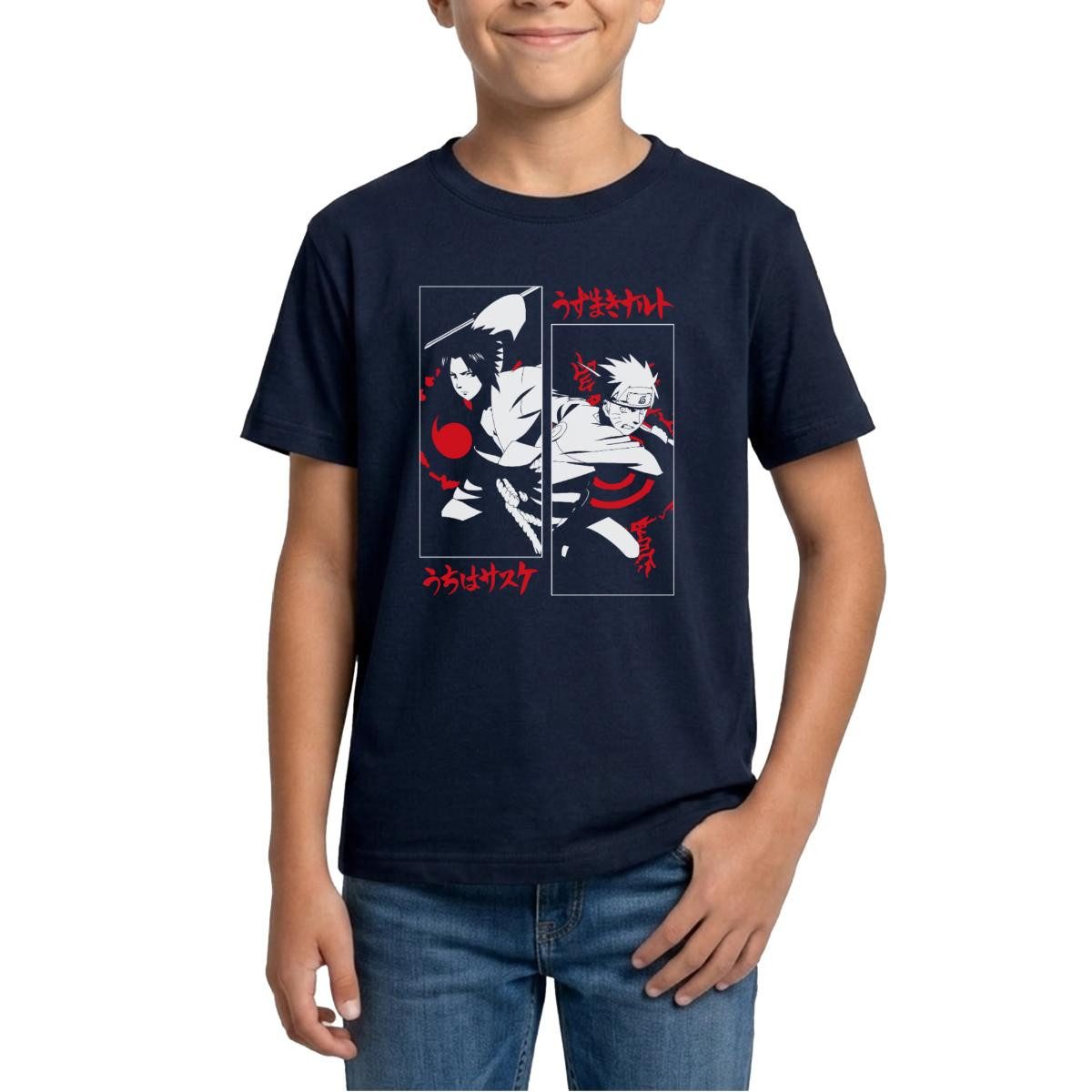 T-Shirt Naruto Shippuden Cooles Design Mit Sasuke & Naruto Teenager T-Shirt