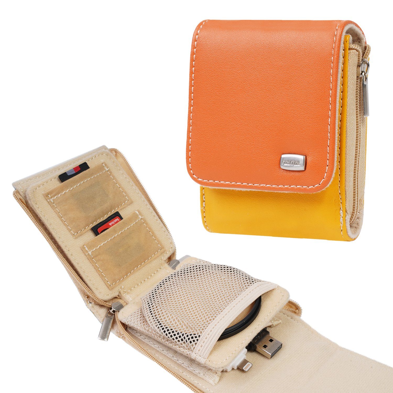 Hama Etui Memory Card-Case Speicherkarten-Tasche Orange, Schutz-Hülle für Speicherkarten, Foto-Filter und kleinteiliges Zubehör