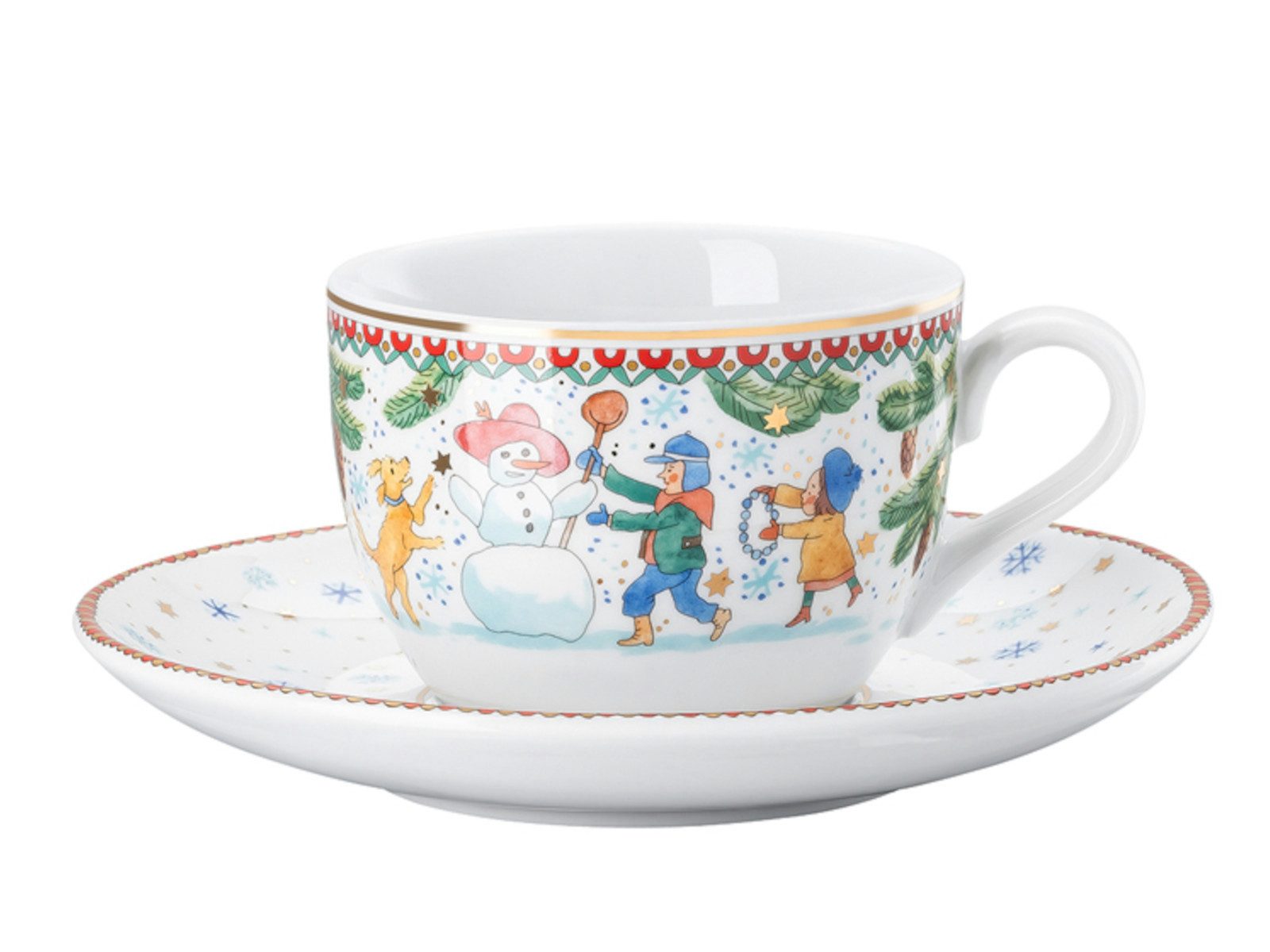 Hutschenreuther Cappuccinotasse Sammelserie 2025 Weihnachtsspiele Cappuccinotasse 2tlg, Porzellan