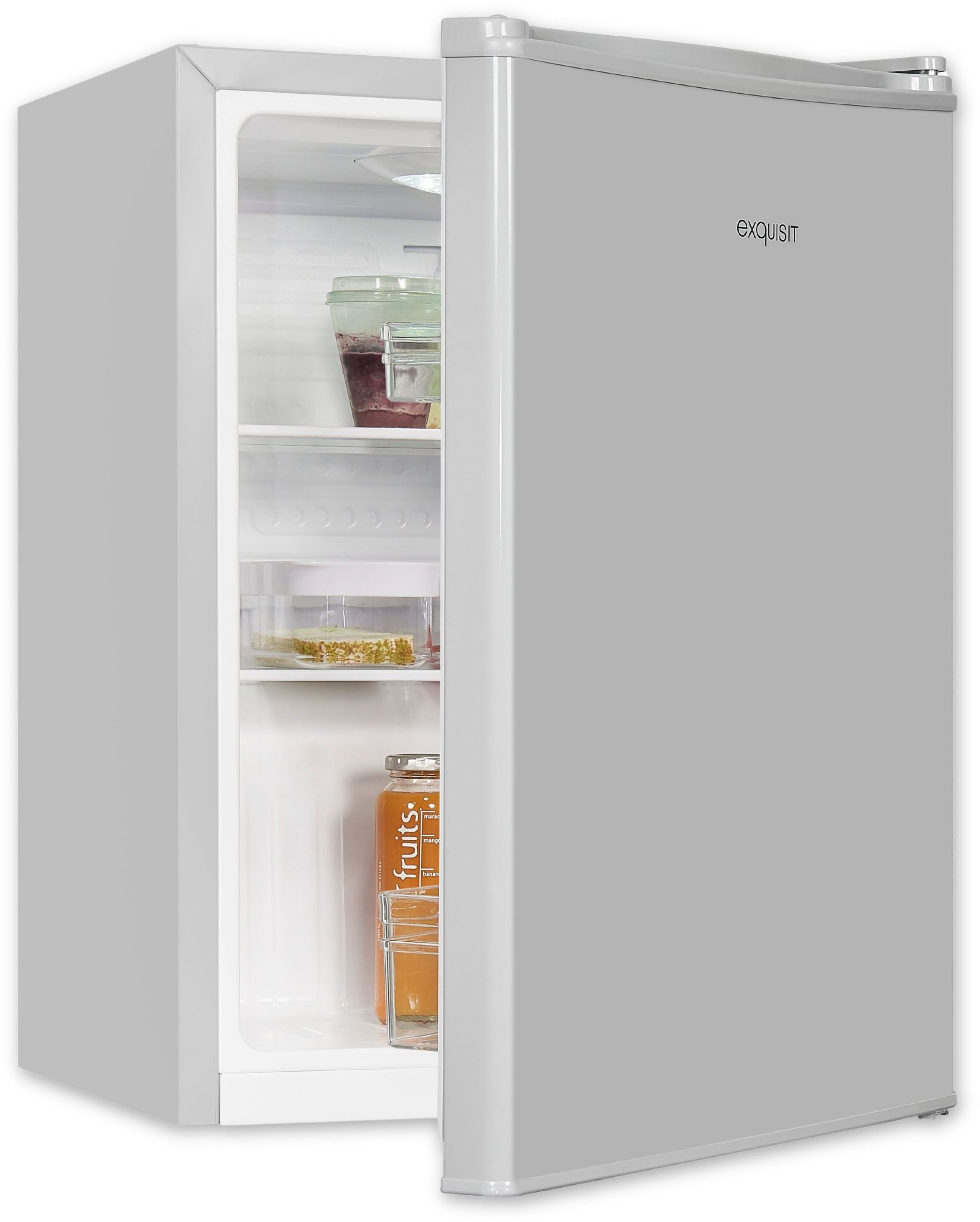 exquisit Kühlschrank KB60-V-090E grau, 62 cm hoch, 45 cm breit, 52 L Volumen